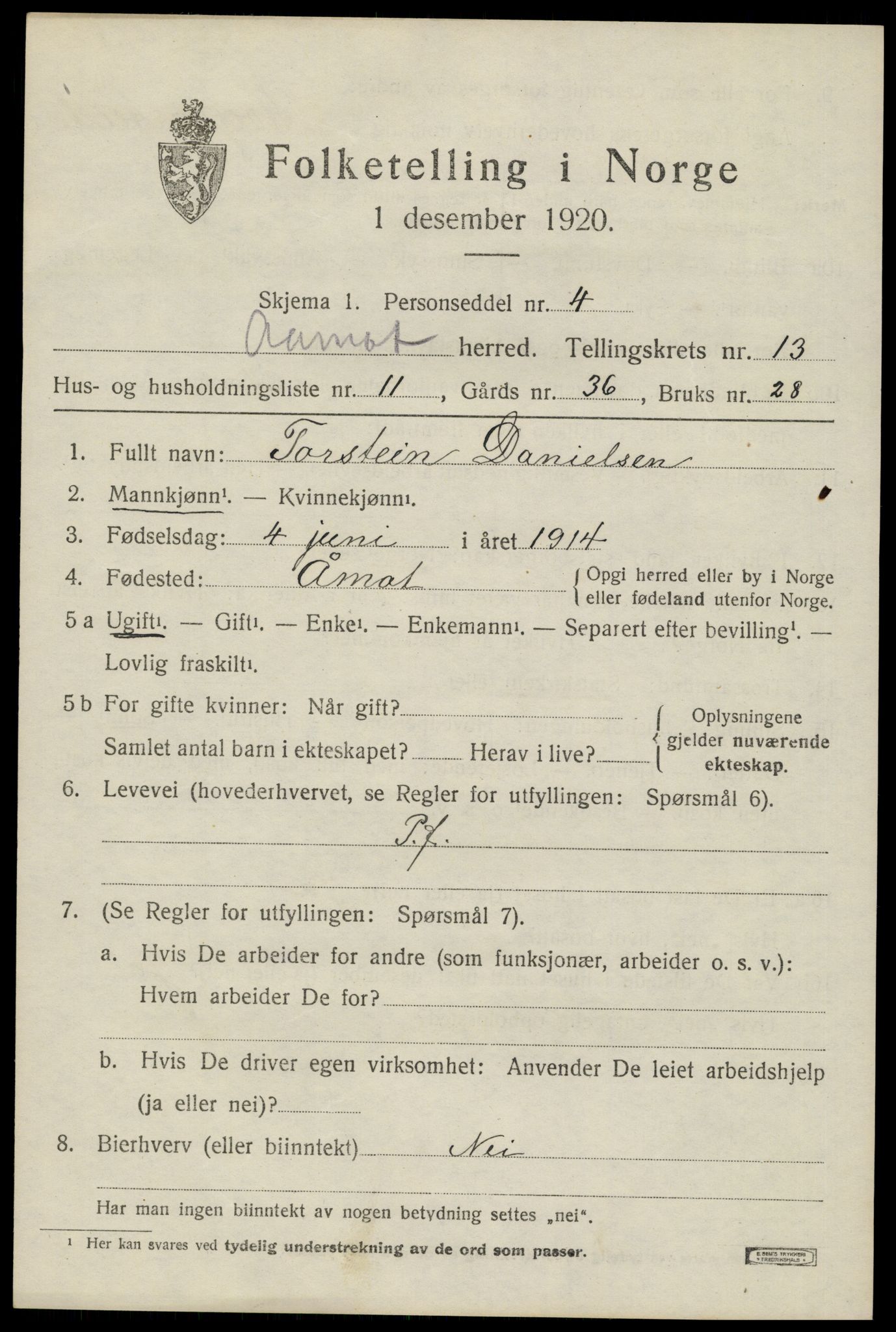 SAH, 1920 census for Åmot, 1920, p. 10873