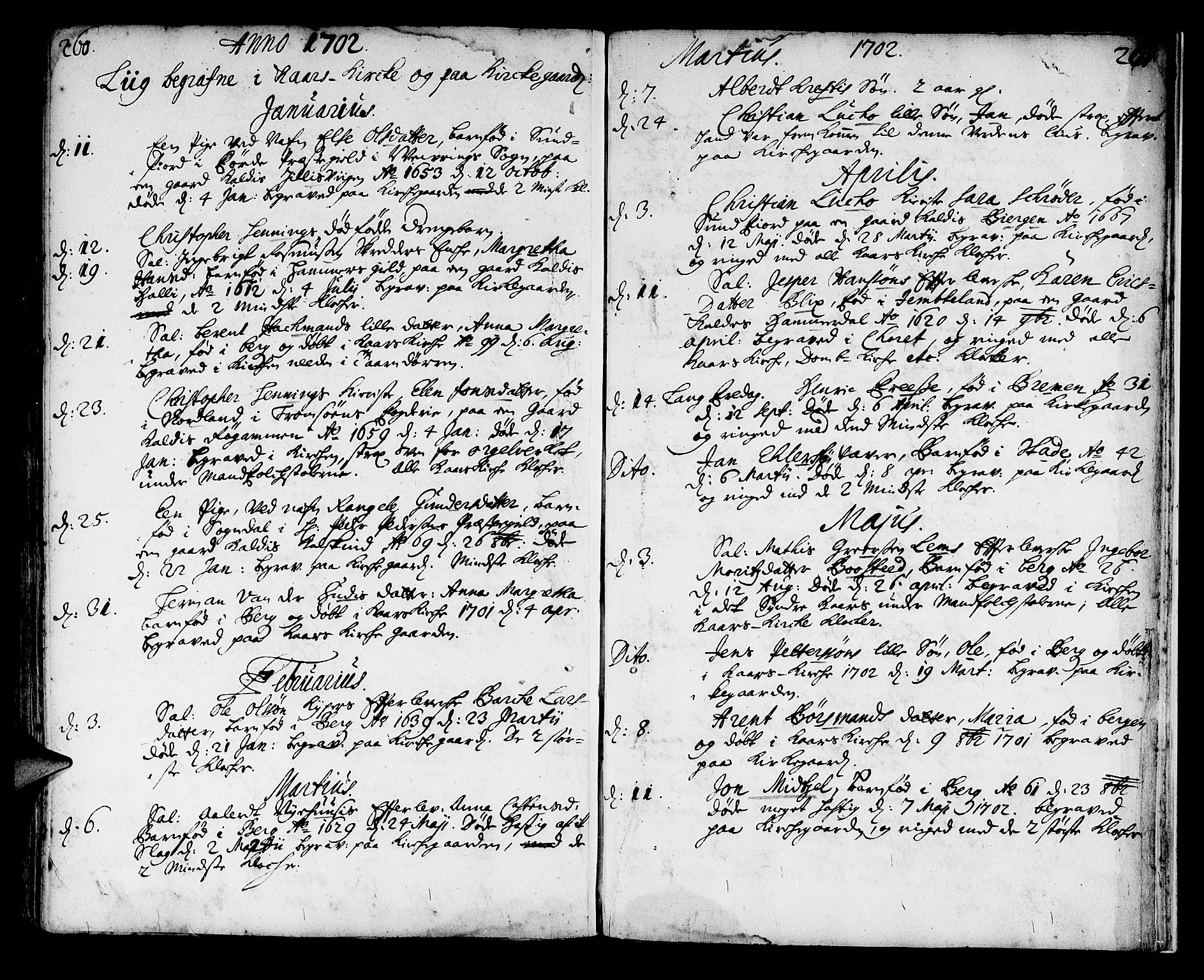 Korskirken sokneprestembete, SAB/A-76101/H/Haa/L0010: Parish register (official) no. A 10, 1688-1703, p. 260-261