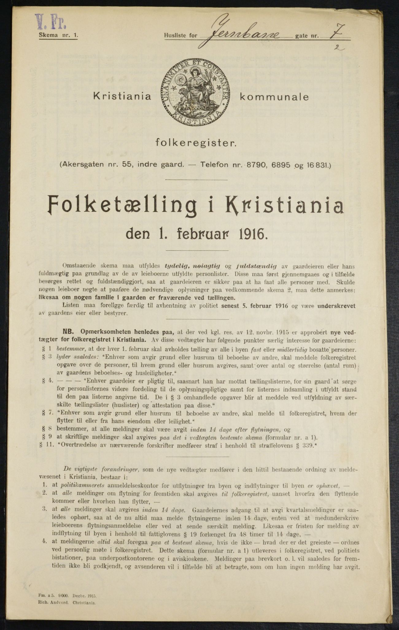 OBA, Municipal Census 1916 for Kristiania, 1916, p. 47892