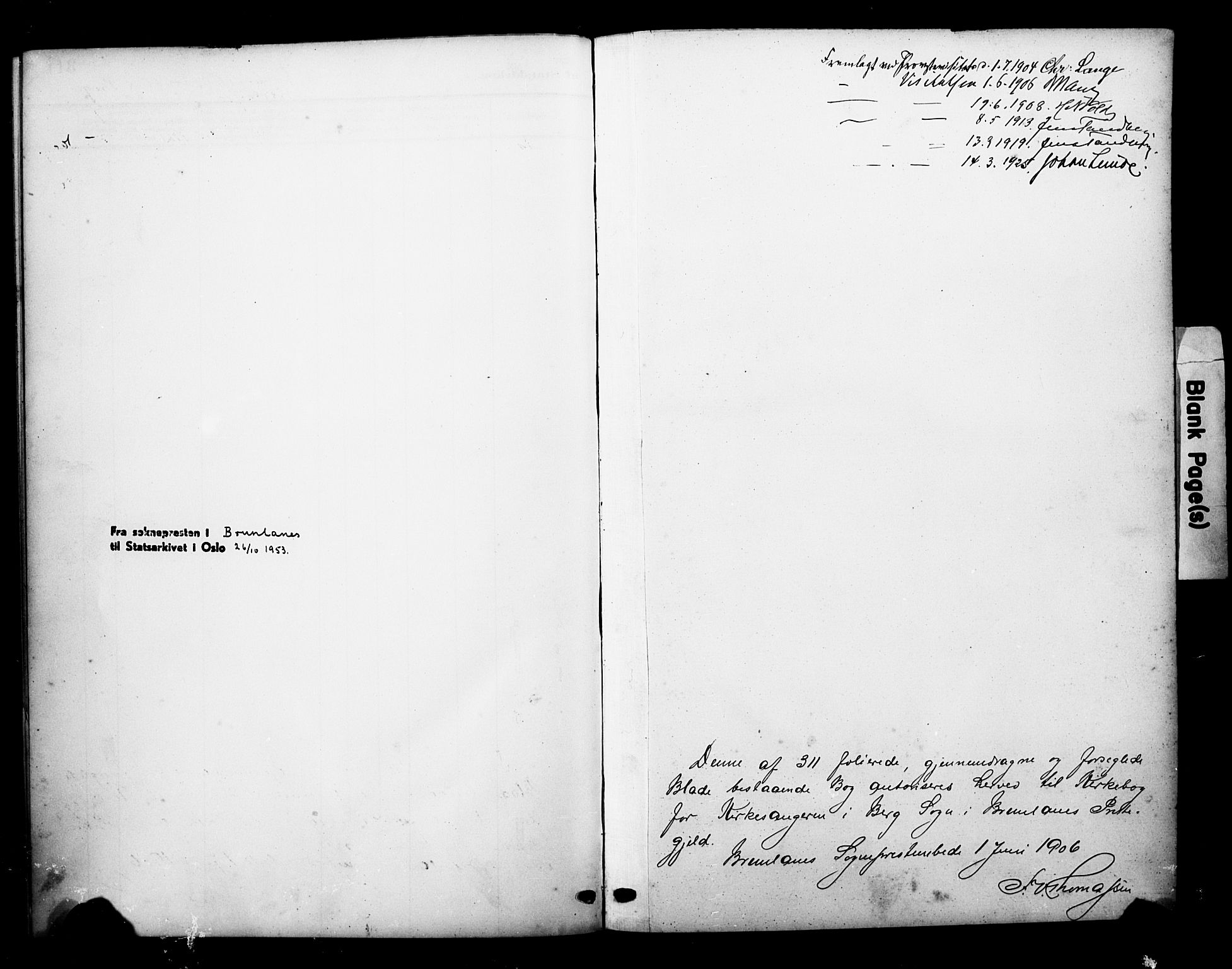Brunlanes kirkebøker, SAKO/A-342/G/Gb/L0003: Parish register (copy) no. II 3, 1903-1928
