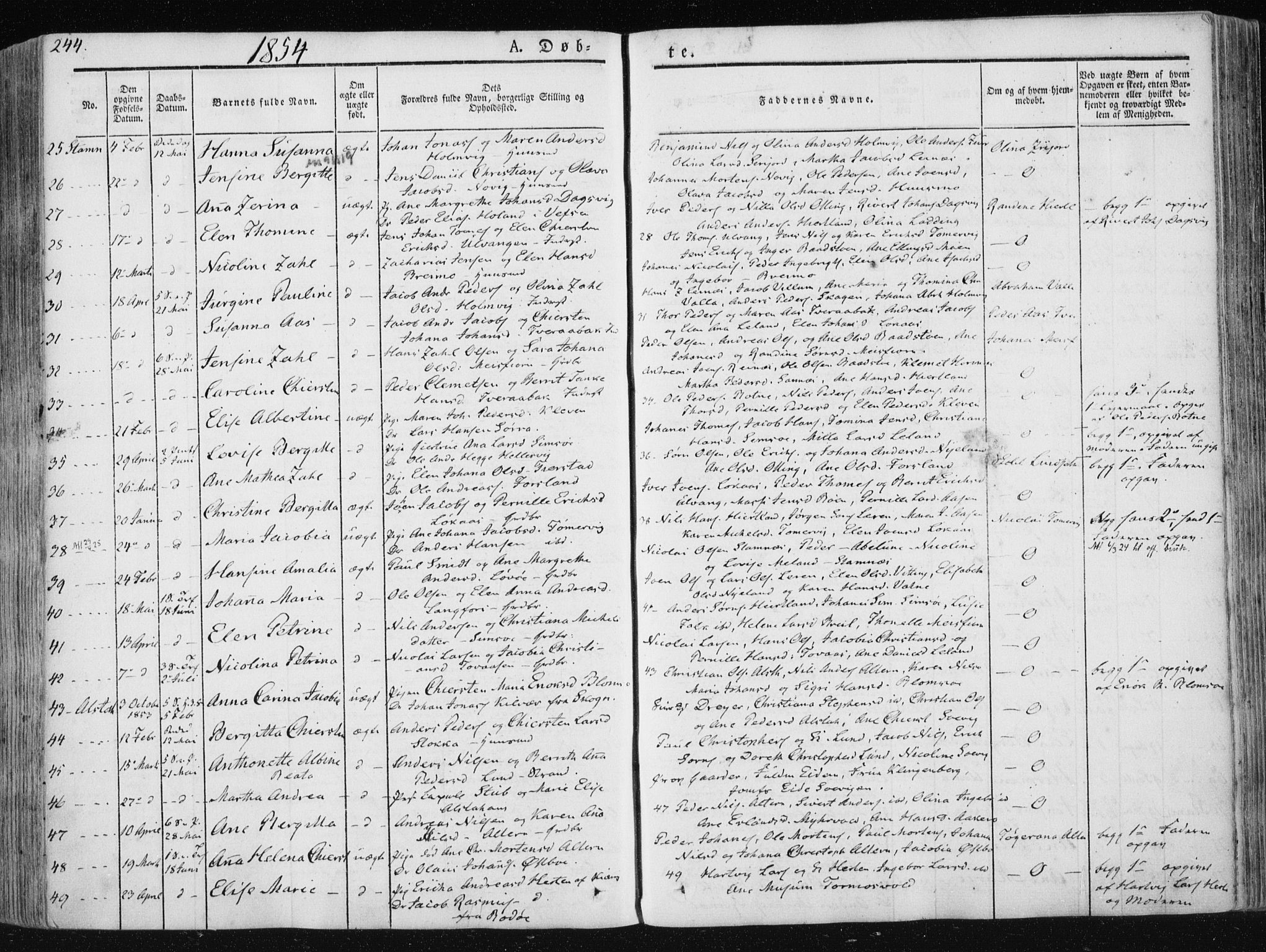 Ministerialprotokoller, klokkerbøker og fødselsregistre - Nordland, SAT/A-1459/830/L0446: Parish register (official) no. 830A10, 1831-1865, p. 244