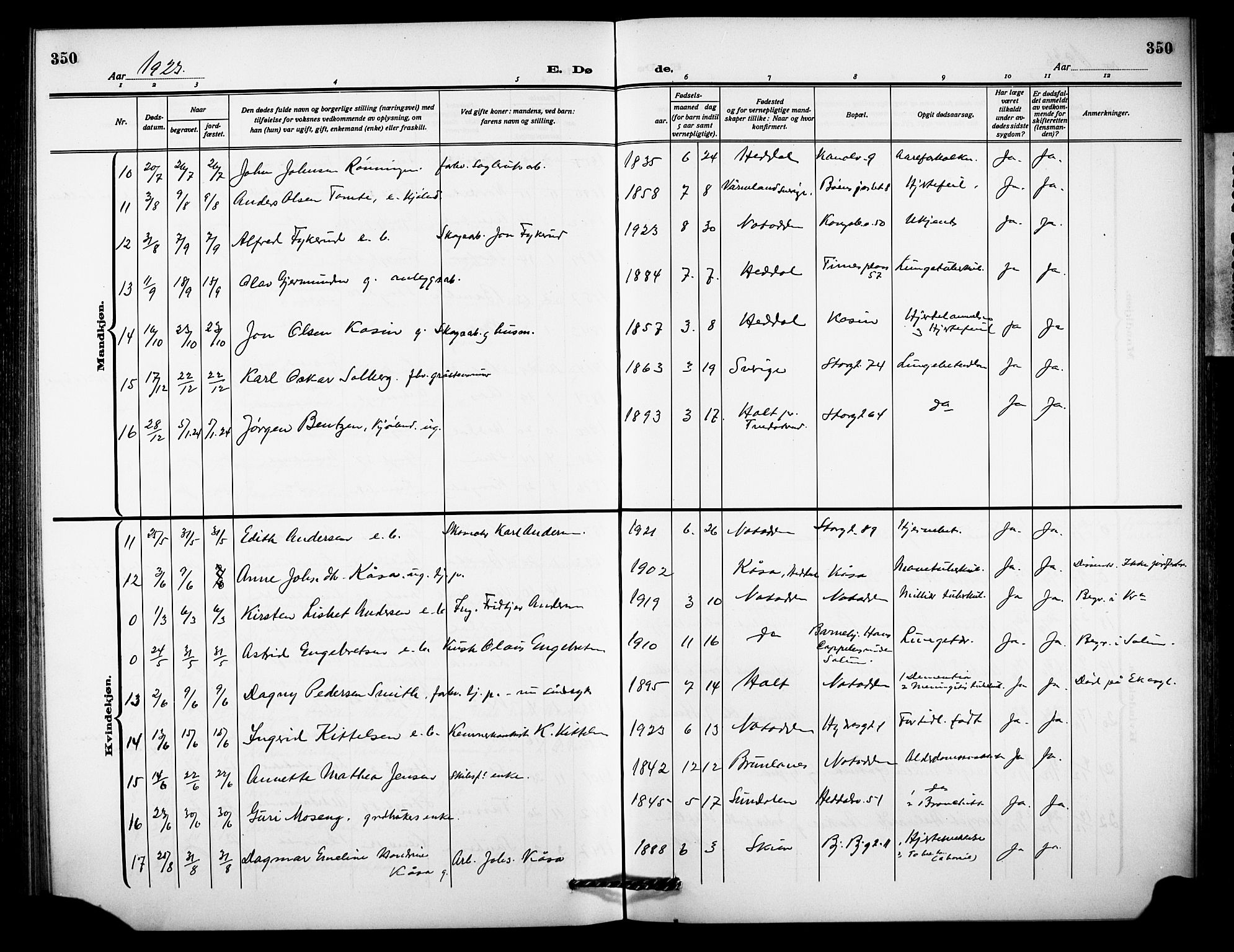 Notodden kirkebøker, AV/SAKO-A-290/G/Ga/L0001: Parish register (copy) no. 1, 1912-1923, p. 350