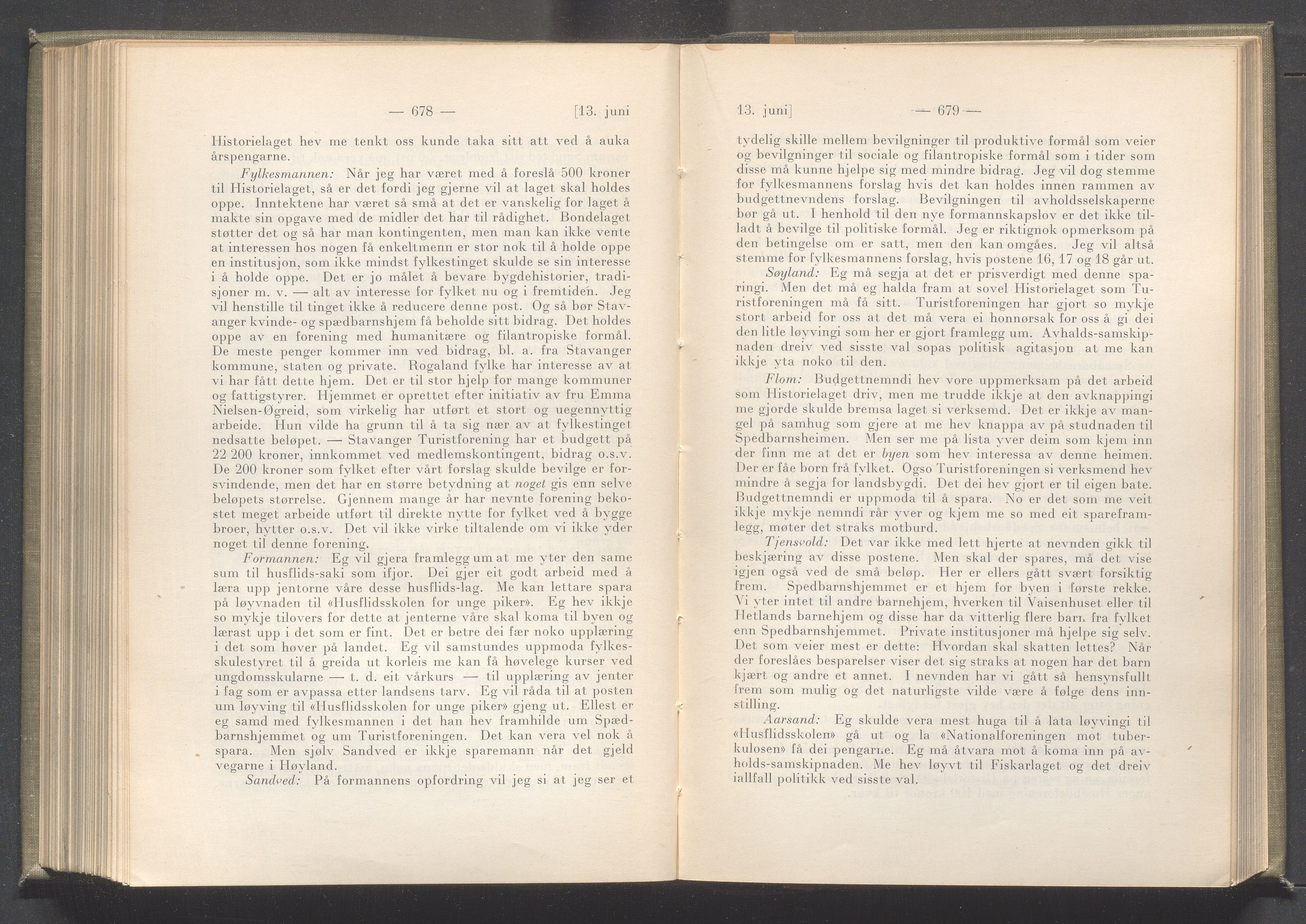 Rogaland fylkeskommune - Fylkesrådmannen , IKAR/A-900/A/Aa/Aaa/L0042: Møtebok , 1923, p. 678-679