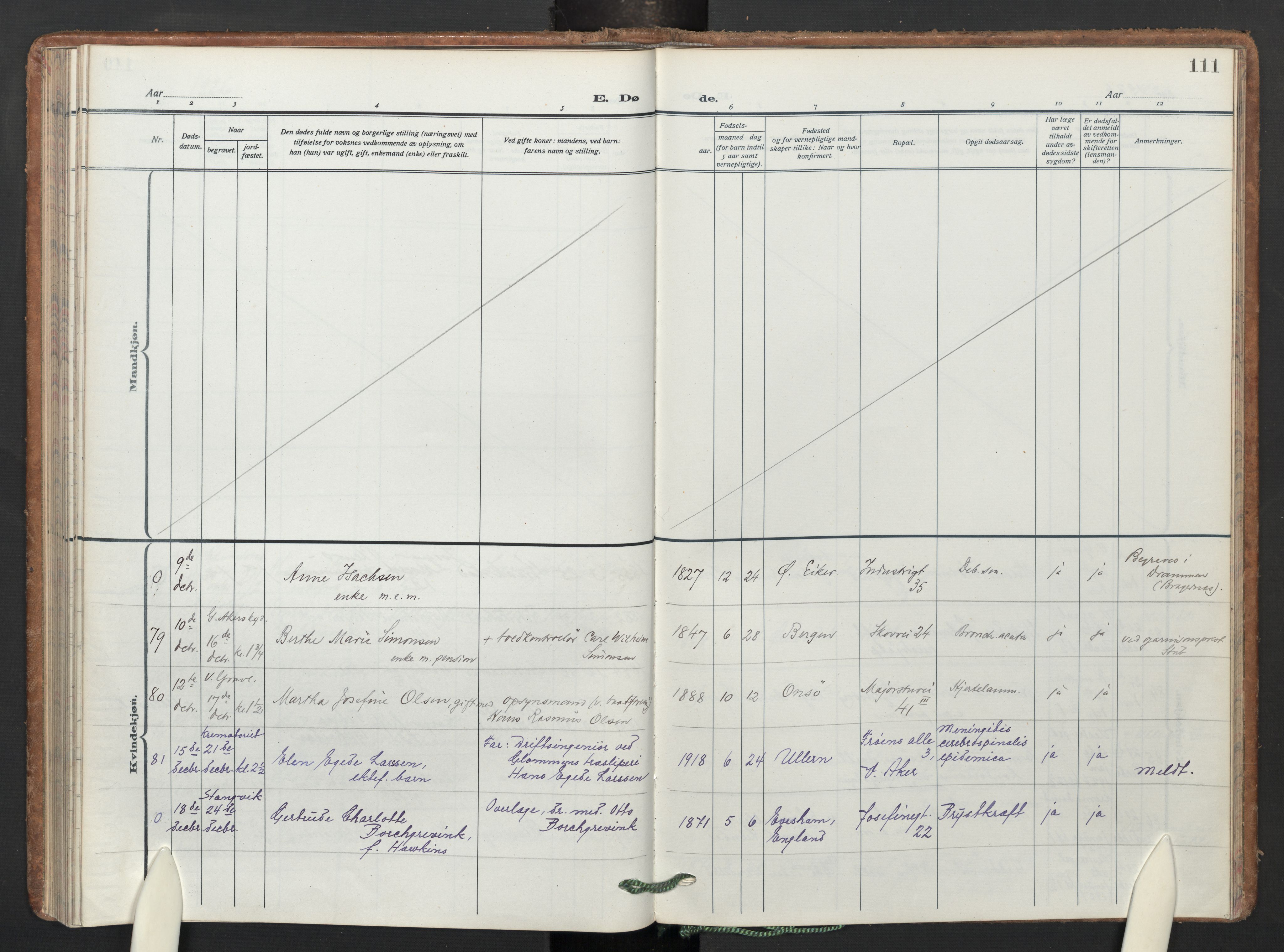 Uranienborg prestekontor Kirkebøker, SAO/A-10877/F/Fa/L0013: Parish register (official) no. I 13, 1919-1954, p. 111