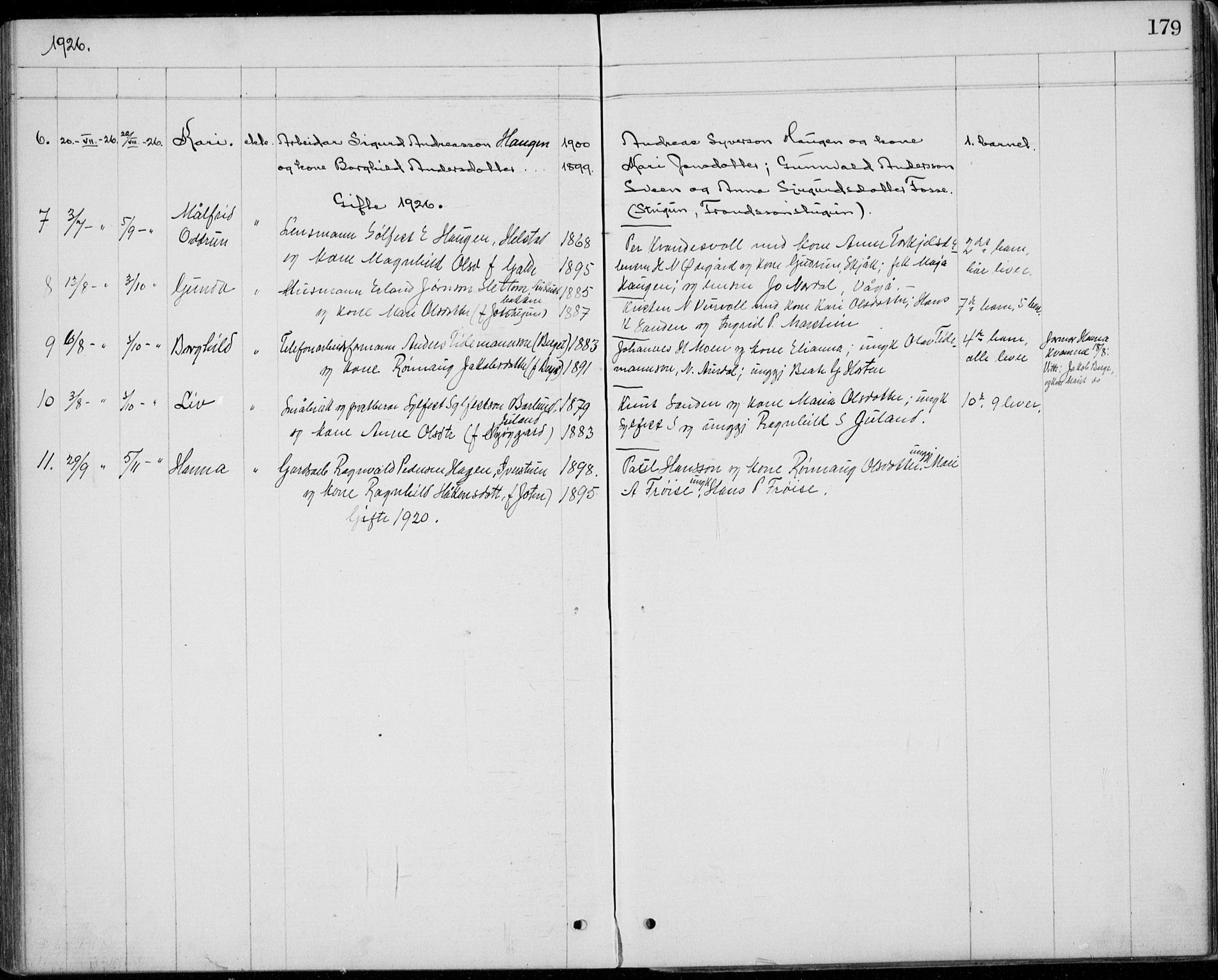 Lom prestekontor, SAH/PREST-070/L/L0013: Parish register (copy) no. 13, 1874-1938, p. 179