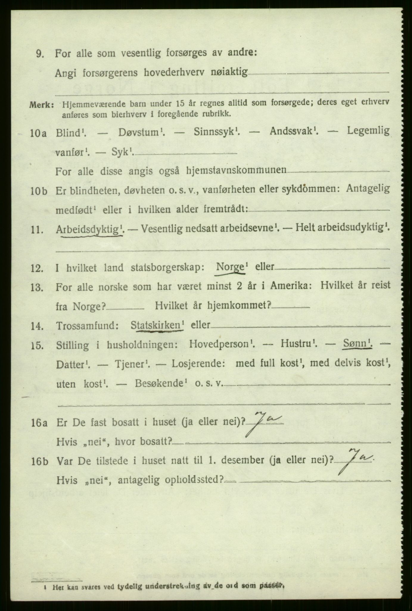 SAB, 1920 census for Evanger, 1920, p. 1046