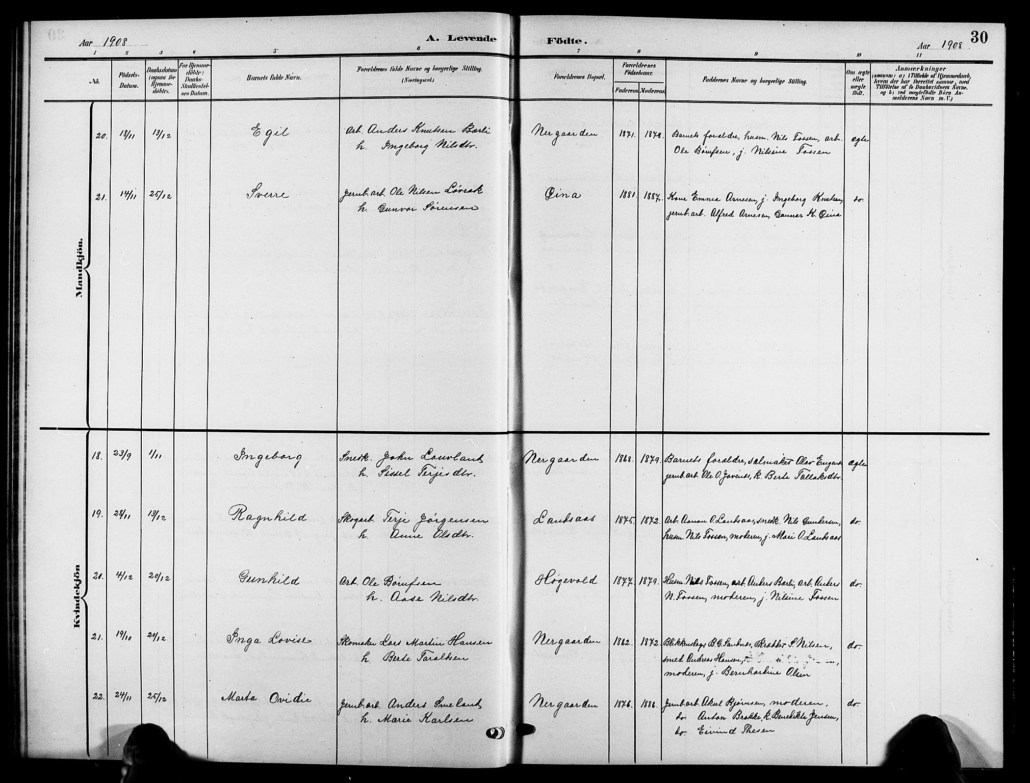 Åmli sokneprestkontor, SAK/1111-0050/F/Fb/Fbc/L0005: Parish register (copy) no. B 5, 1903-1916, p. 30