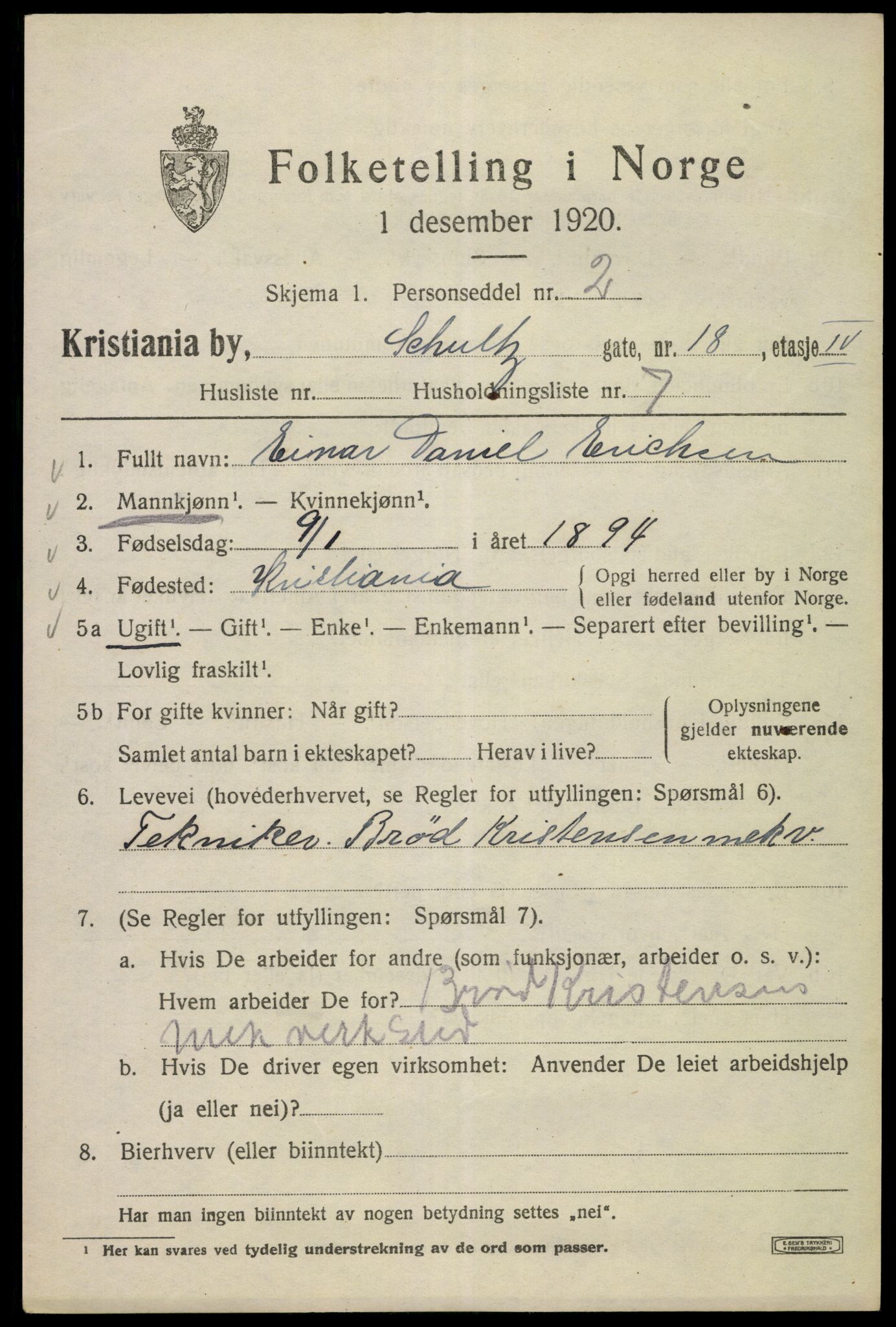 SAO, 1920 census for Kristiania, 1920, p. 492423