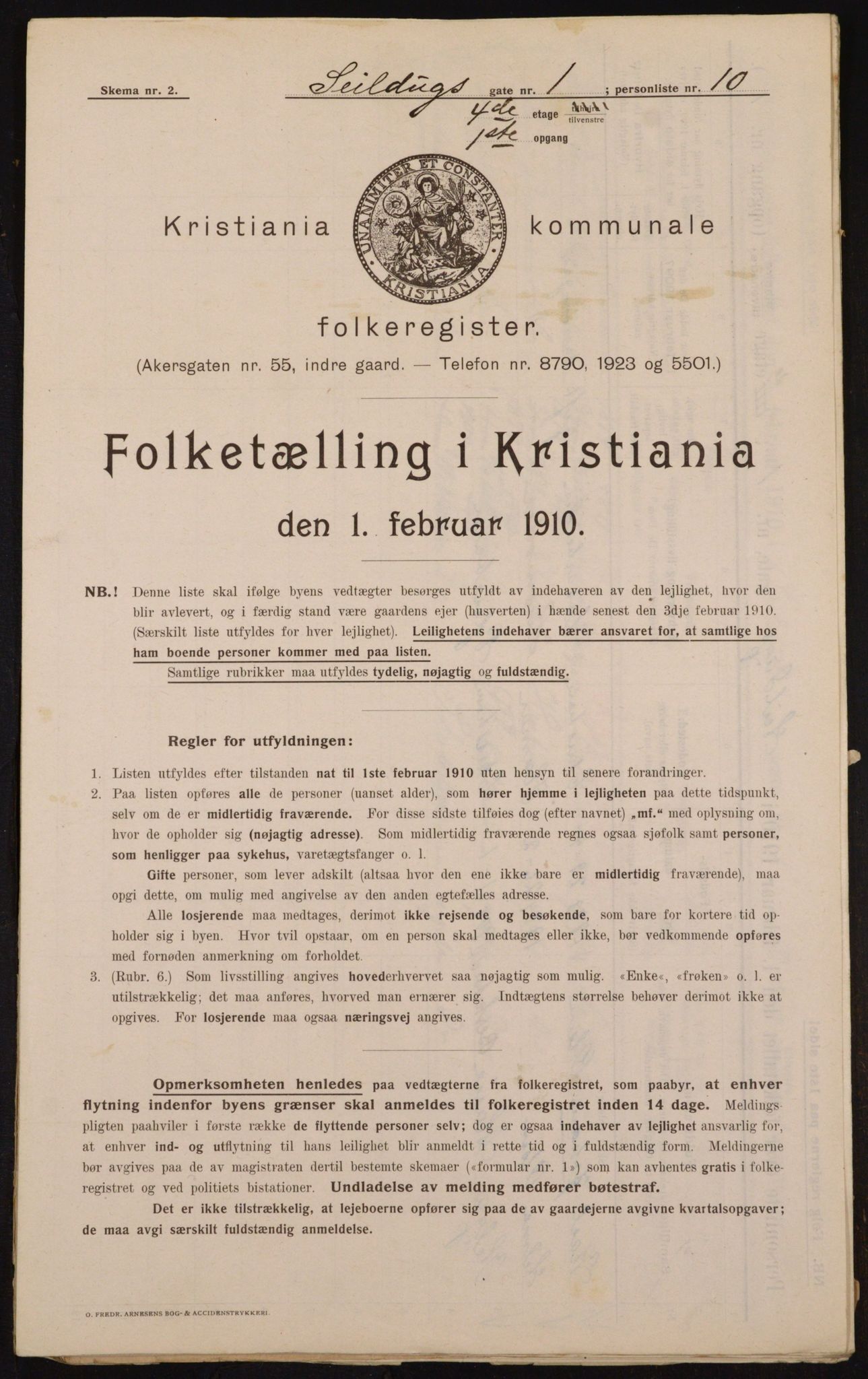 OBA, Municipal Census 1910 for Kristiania, 1910, p. 89610