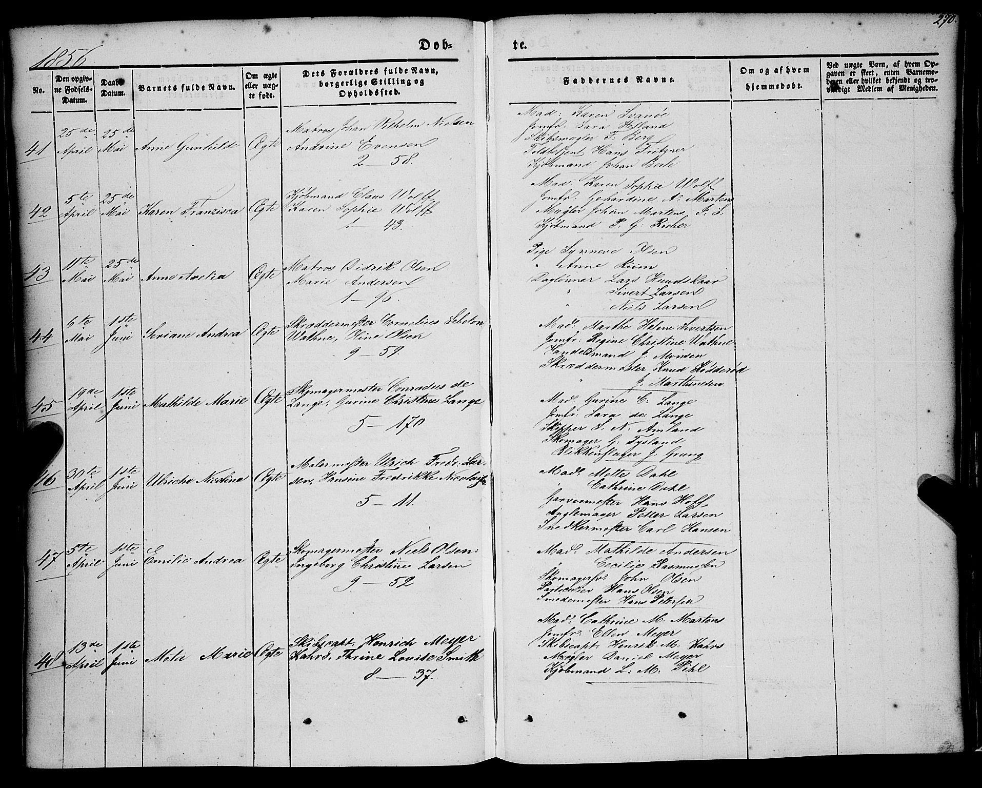 Nykirken Sokneprestembete, AV/SAB-A-77101/H/Haa/L0014: Parish register (official) no. B 1, 1844-1858, p. 270