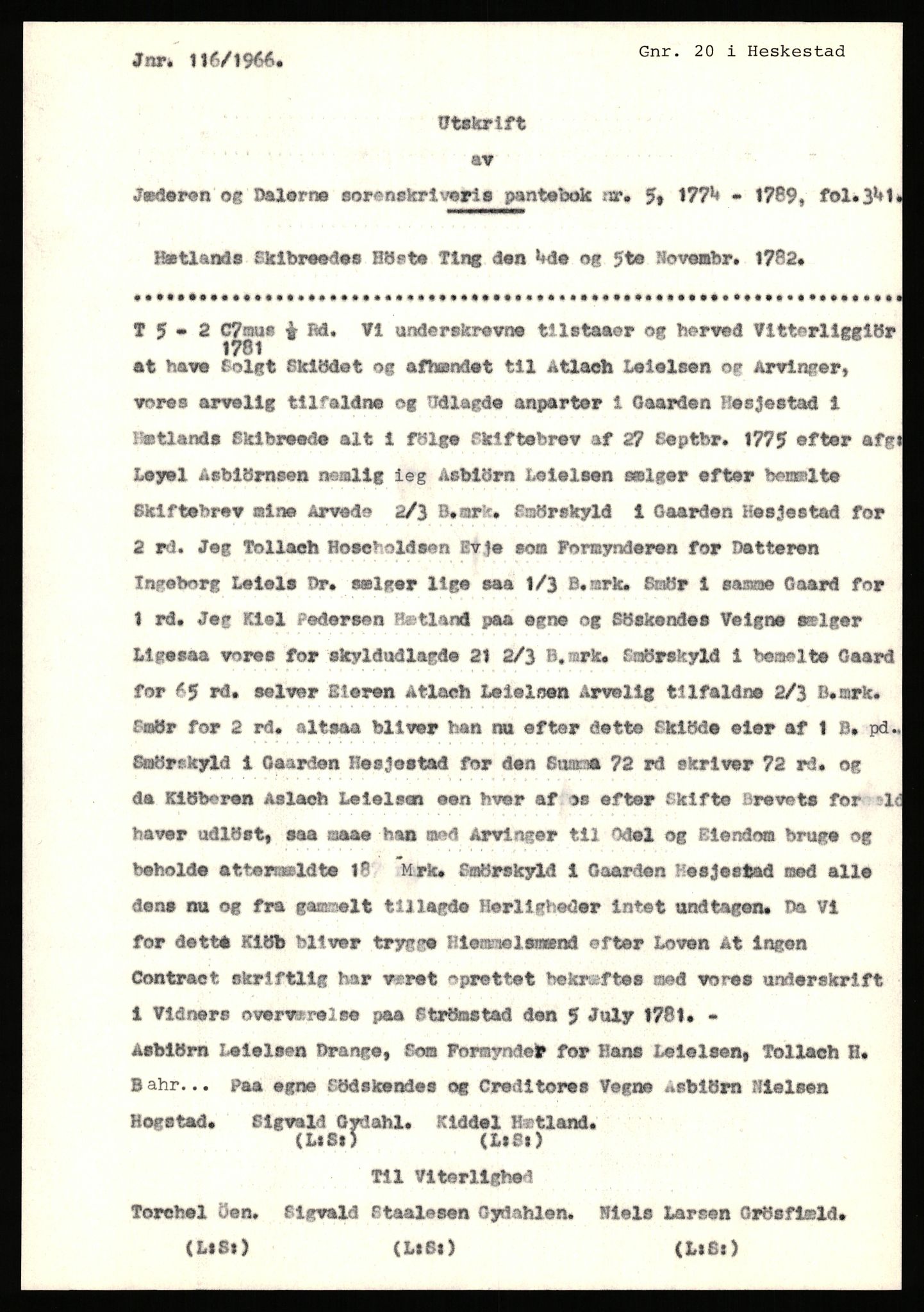 Statsarkivet i Stavanger, AV/SAST-A-101971/03/Y/Yj/L0036: Avskrifter sortert etter gårdsnavn: Hervik - Hetland i Høyland, 1750-1930, p. 262