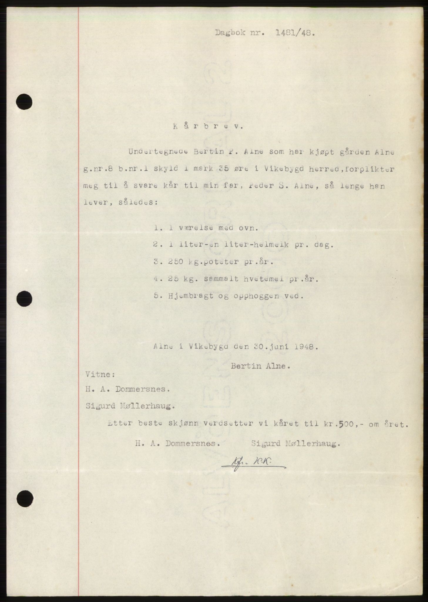 Sunnhordland sorenskrivar, AV/SAB-A-2401: Mortgage book no. B75-79, 1948-1950, Diary no: : 1481/1948