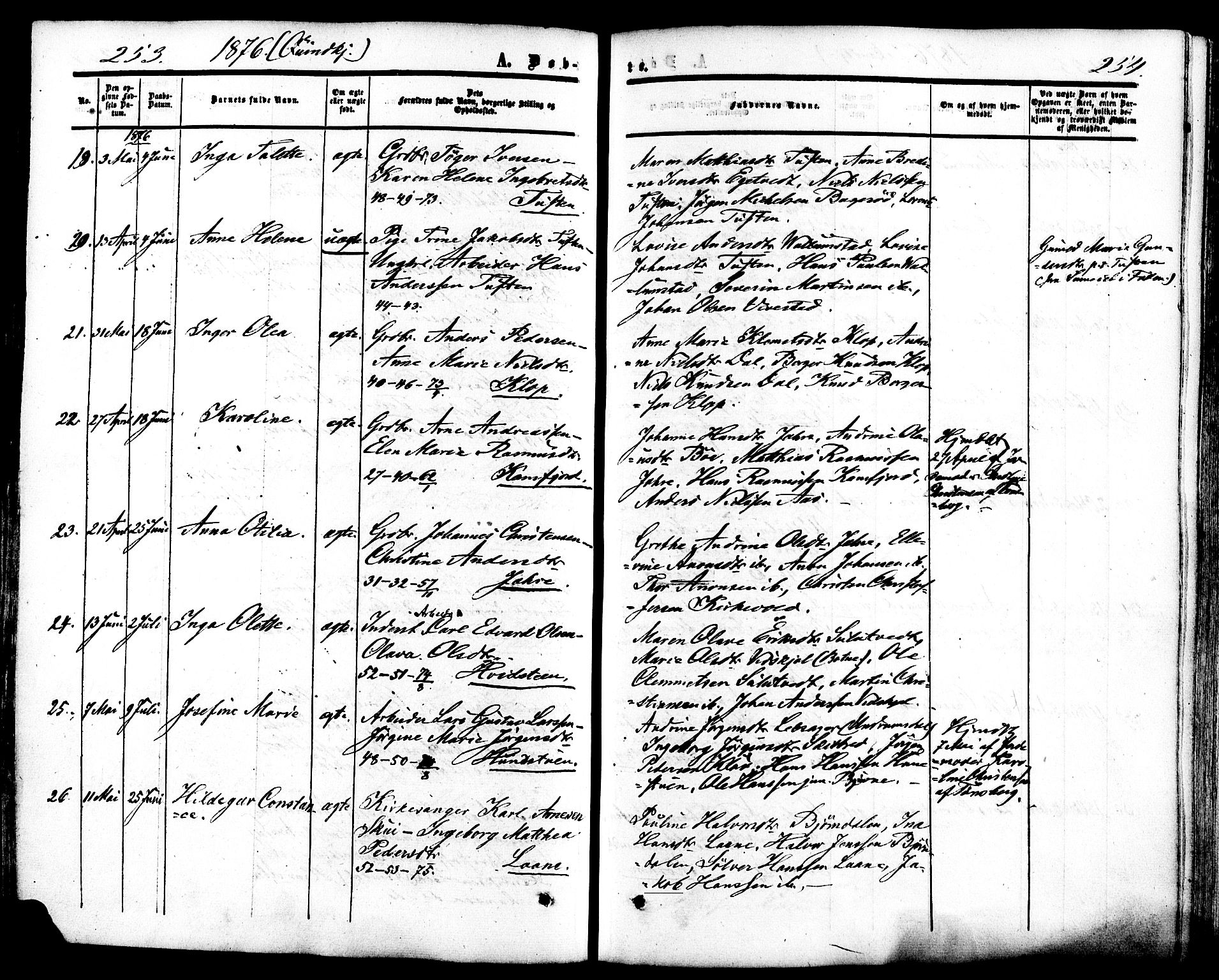 Ramnes kirkebøker, SAKO/A-314/F/Fa/L0006: Parish register (official) no. I 6, 1862-1877, p. 253-254