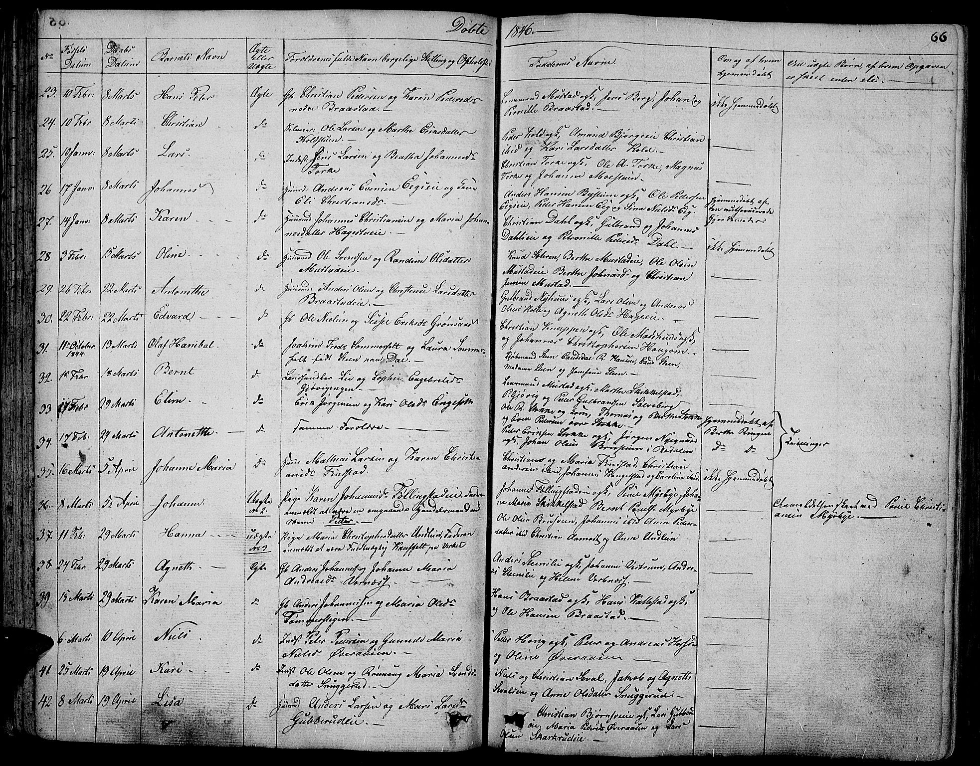 Vardal prestekontor, SAH/PREST-100/H/Ha/Hab/L0004: Parish register (copy) no. 4, 1831-1853, p. 66