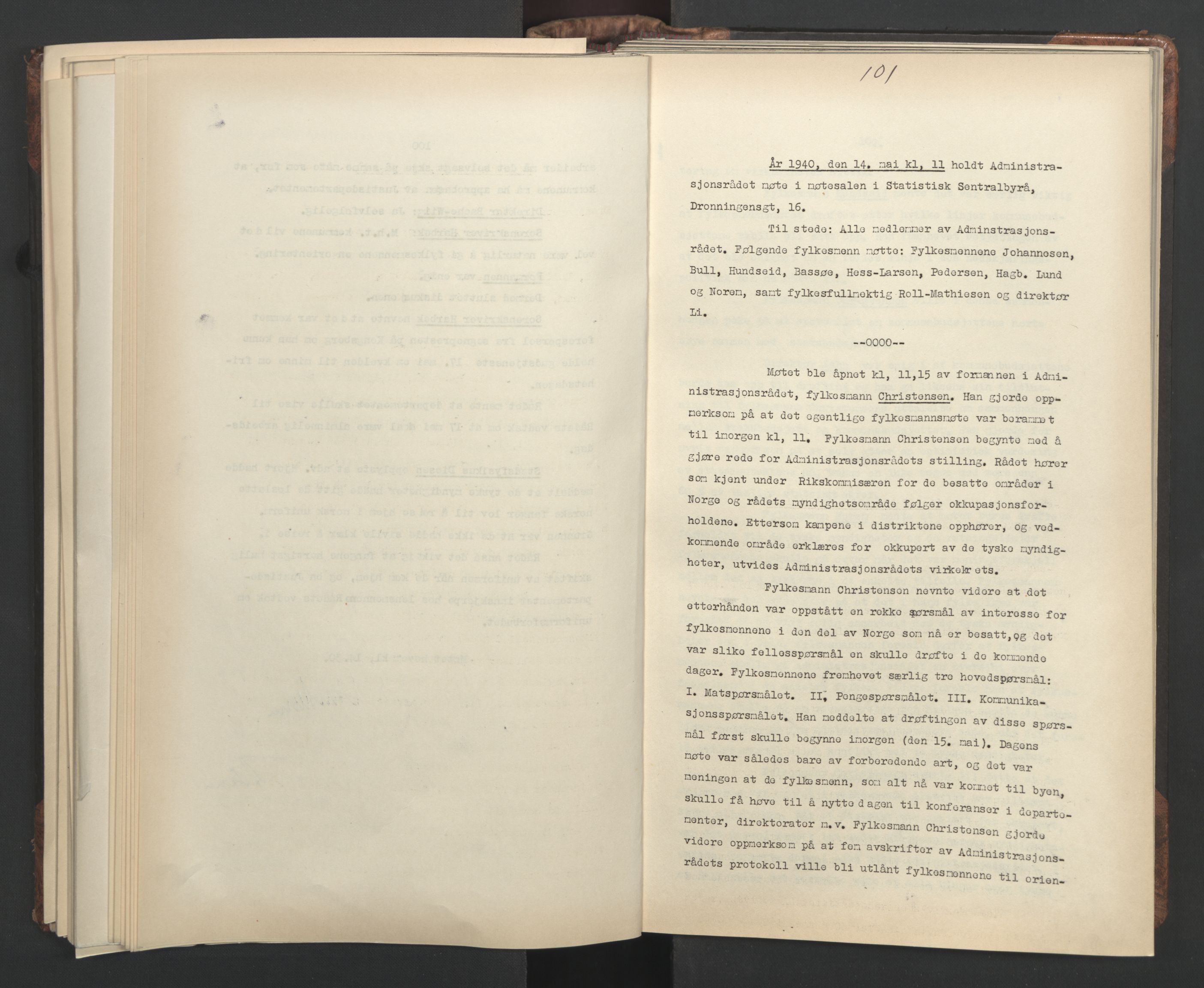 Administrasjonsrådet, AV/RA-S-1004/A/L0001: Møteprotokoll med tillegg 15/4-25/9, 1940, p. 101