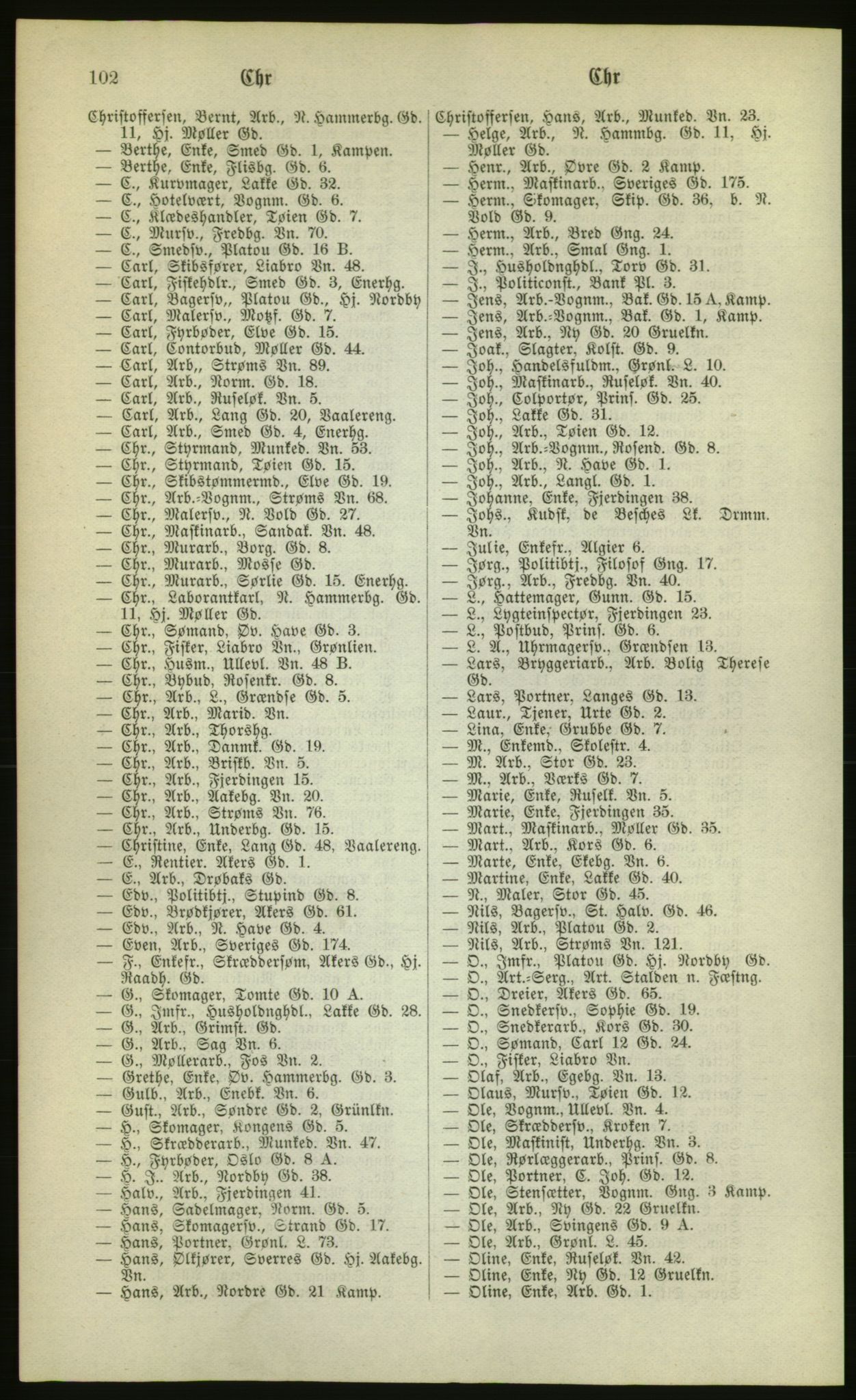 Kristiania/Oslo adressebok, PUBL/-, 1880, p. 102