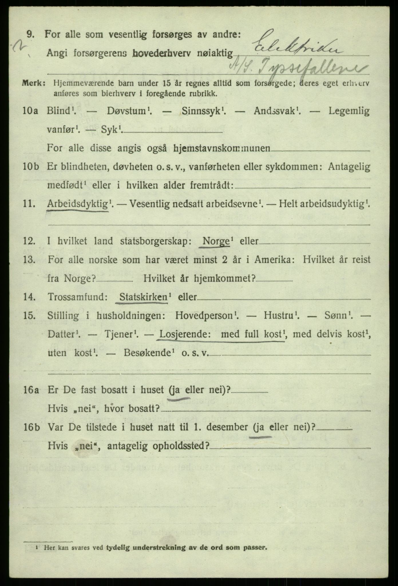 SAB, 1920 census for Eidfjord, 1920, p. 1745