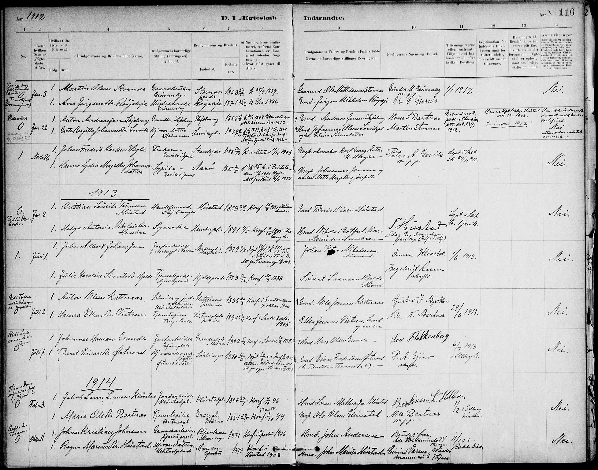 Ministerialprotokoller, klokkerbøker og fødselsregistre - Nord-Trøndelag, AV/SAT-A-1458/732/L0316: Parish register (official) no. 732A01, 1879-1921, p. 116