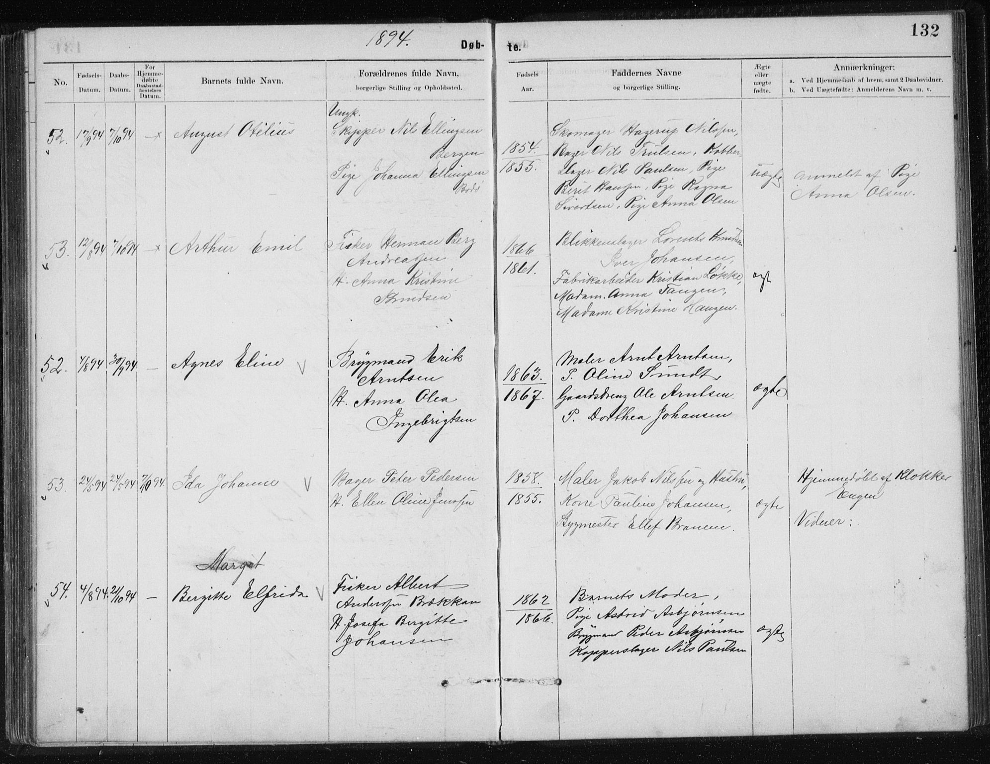 Ministerialprotokoller, klokkerbøker og fødselsregistre - Nordland, SAT/A-1459/801/L0032: Parish register (copy) no. 801C07, 1889-1897, p. 132