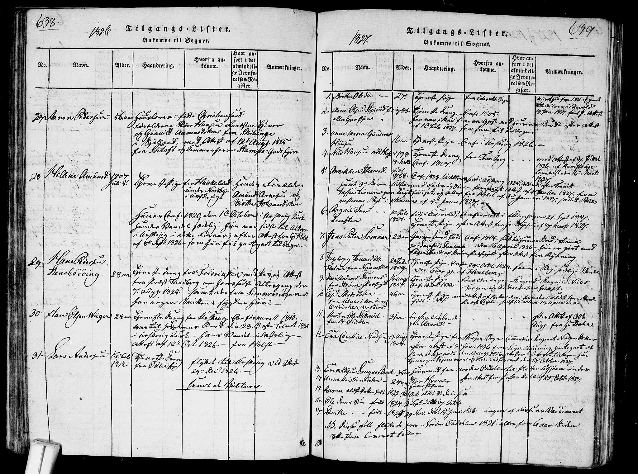 Nes prestekontor Kirkebøker, AV/SAO-A-10410/G/Ga/L0001: Parish register (copy) no. I 1, 1815-1835, p. 638-639