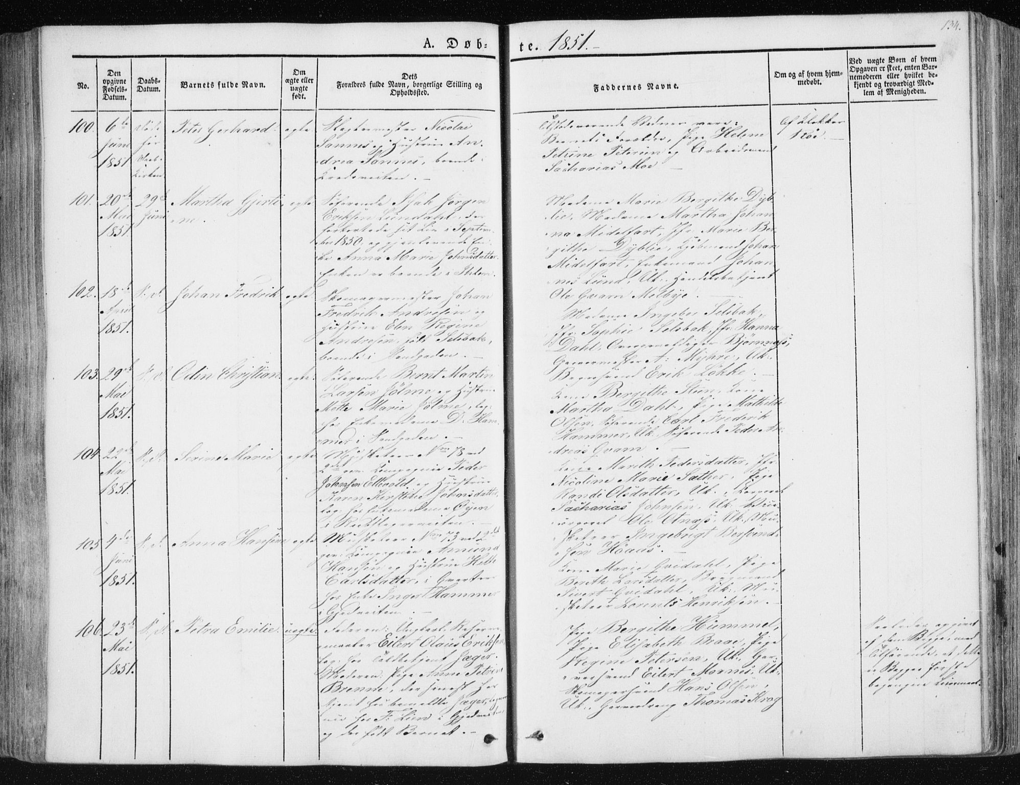 Ministerialprotokoller, klokkerbøker og fødselsregistre - Sør-Trøndelag, SAT/A-1456/602/L0110: Parish register (official) no. 602A08, 1840-1854, p. 134