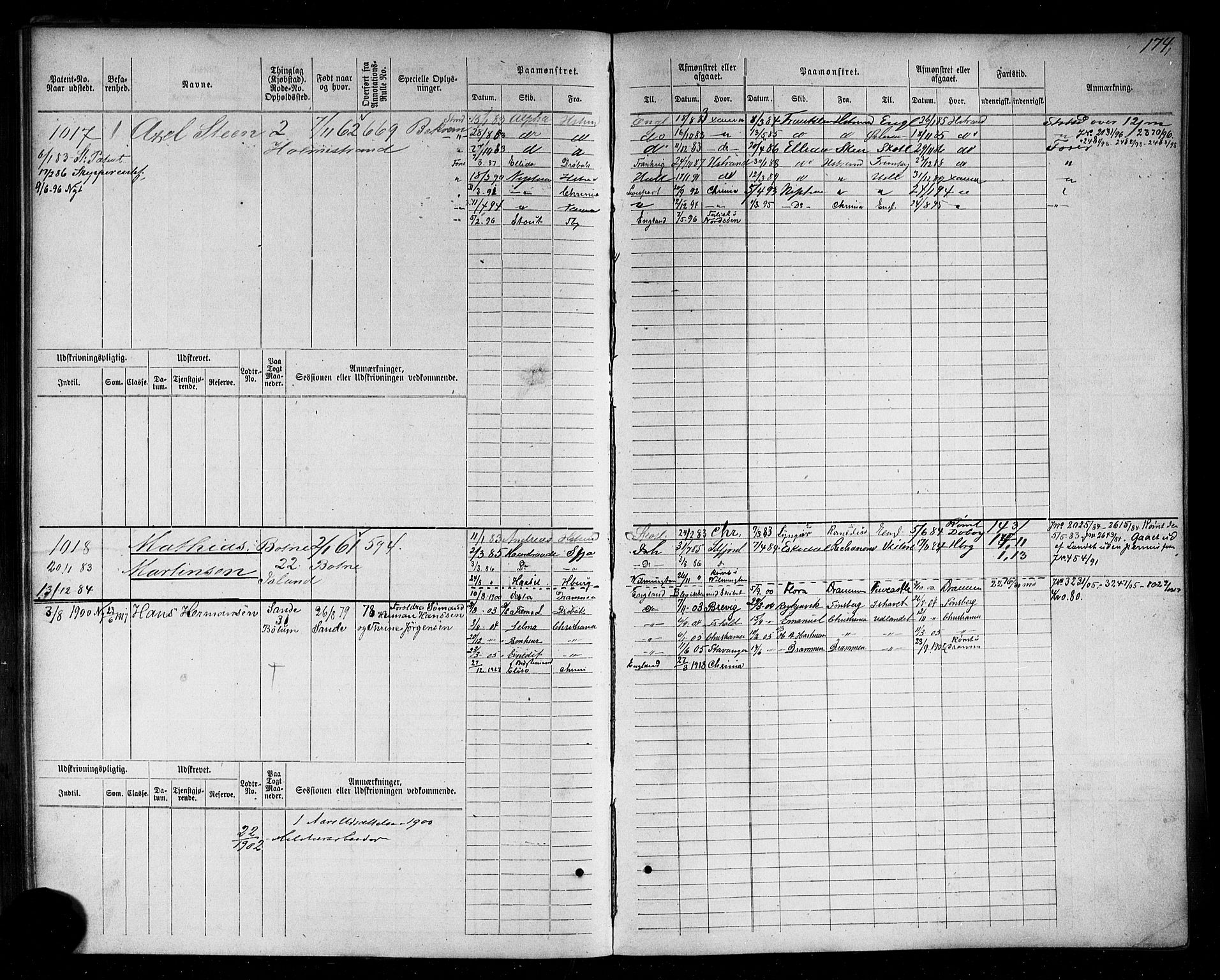 Holmestrand innrulleringskontor, AV/SAKO-A-1151/F/Fc/L0004: Hovedrulle, 1872-1913, p. 212