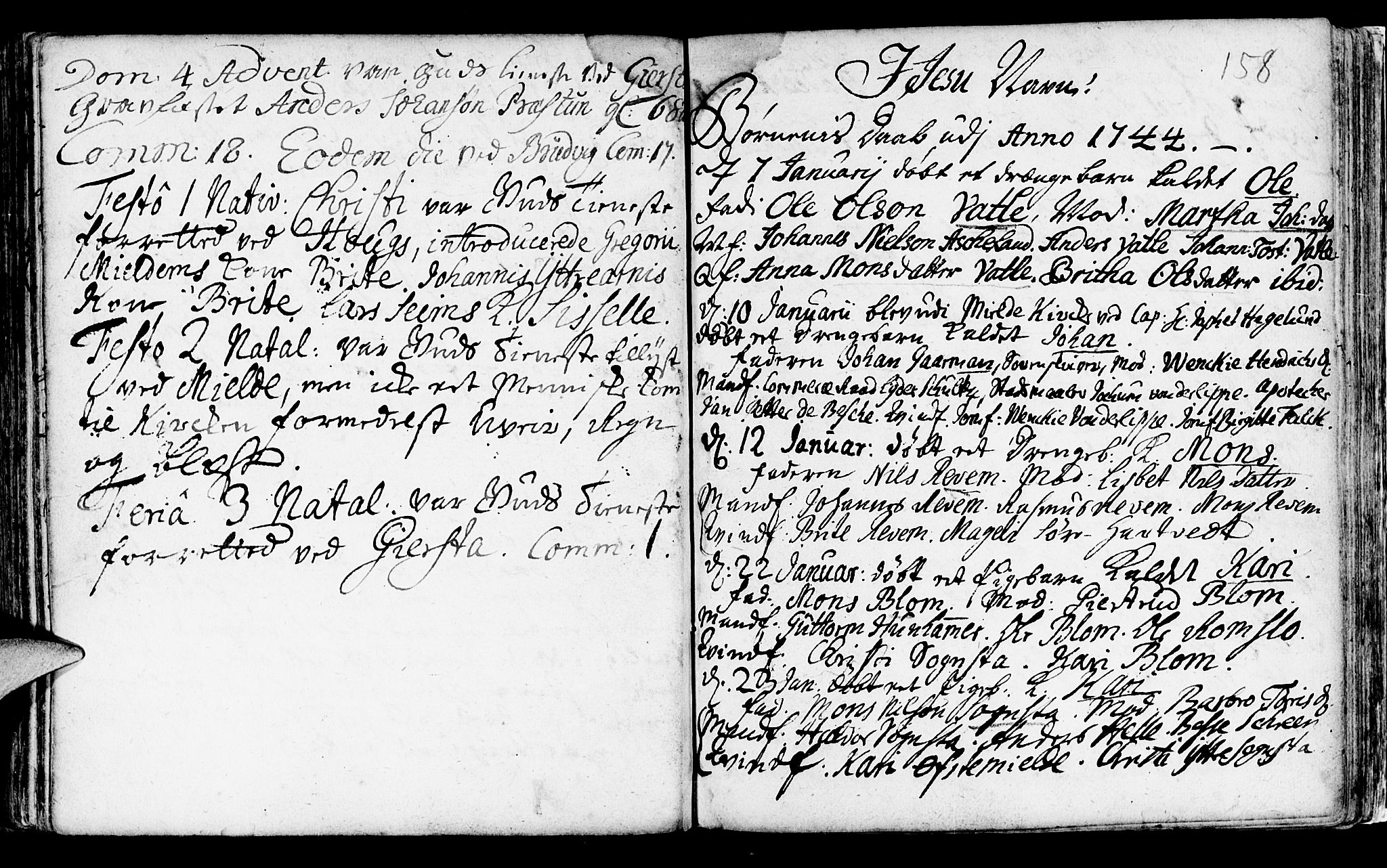 Haus sokneprestembete, SAB/A-75601/H/Haa: Parish register (official) no. A 5, 1733-1747, p. 158