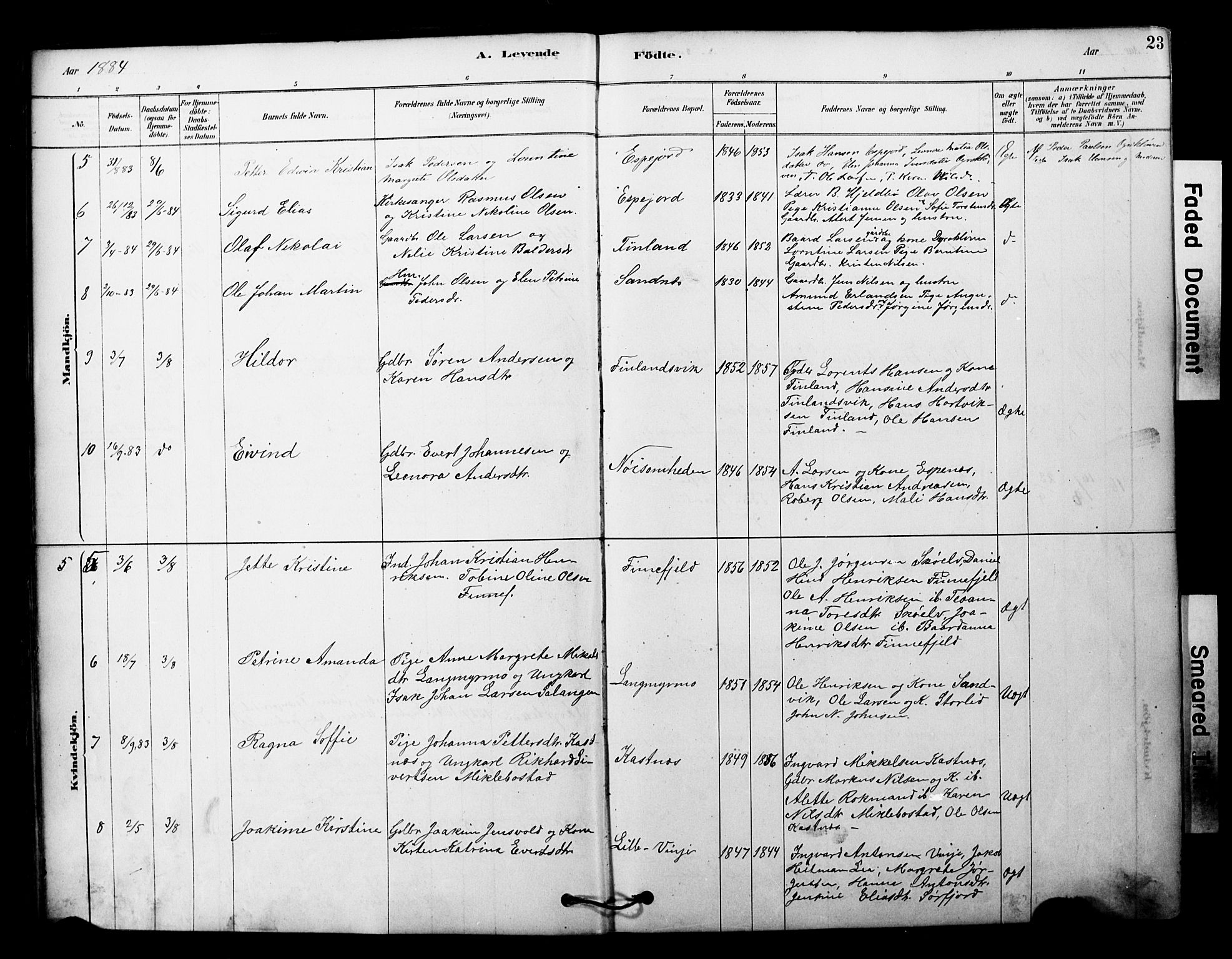 Tranøy sokneprestkontor, AV/SATØ-S-1313/I/Ia/Iaa/L0011kirke: Parish register (official) no. 11, 1878-1904, p. 23