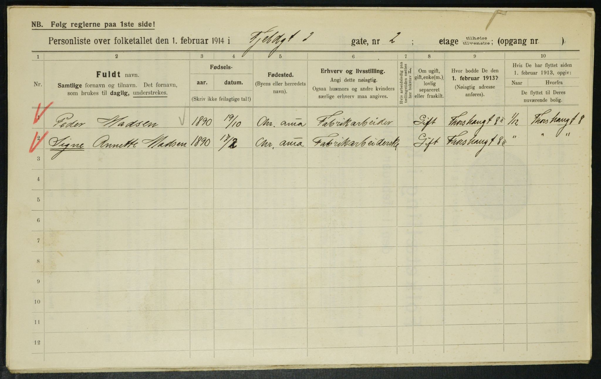 OBA, Municipal Census 1914 for Kristiania, 1914, p. 24446