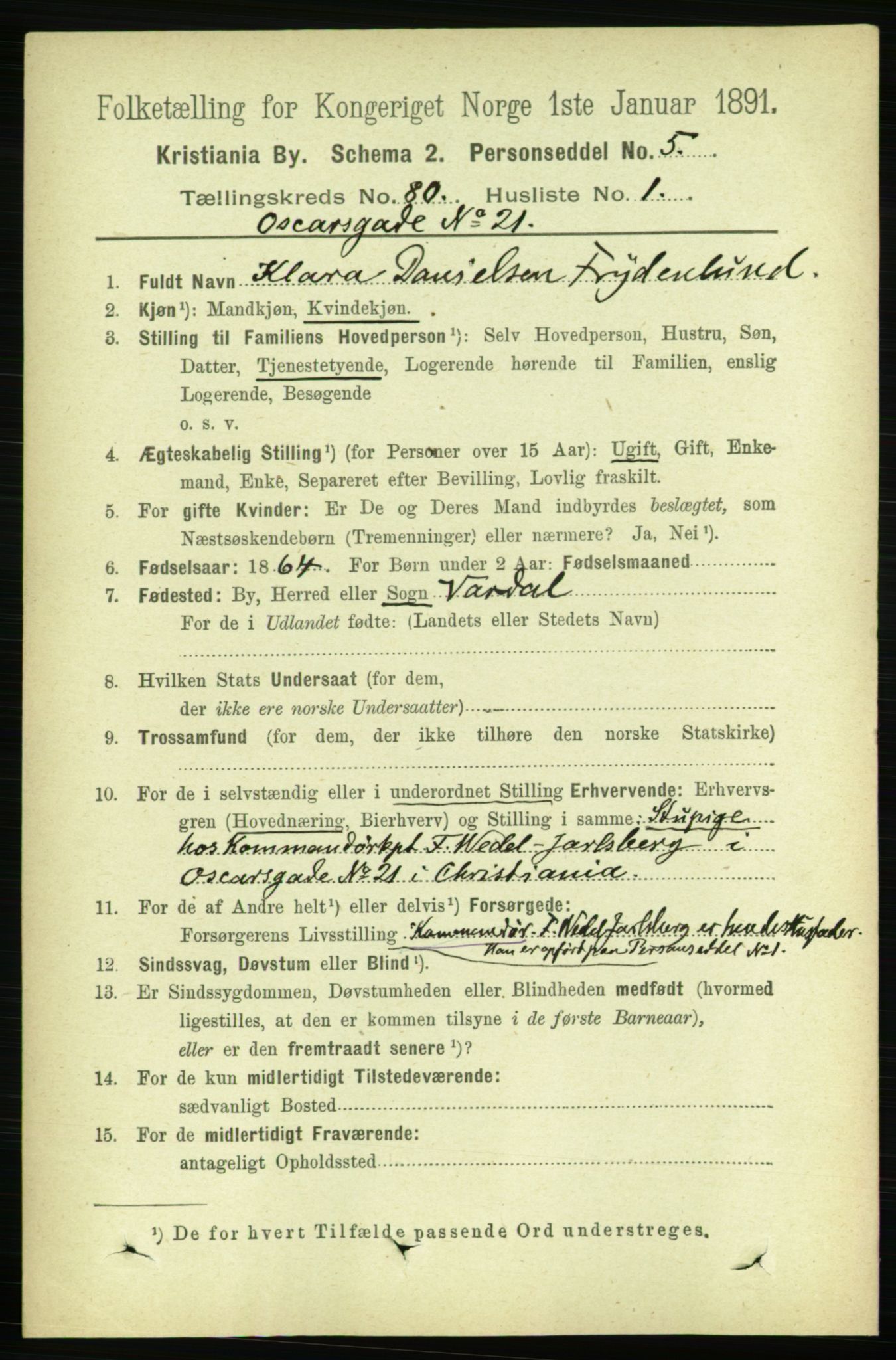 RA, 1891 census for 0301 Kristiania, 1891, p. 41276