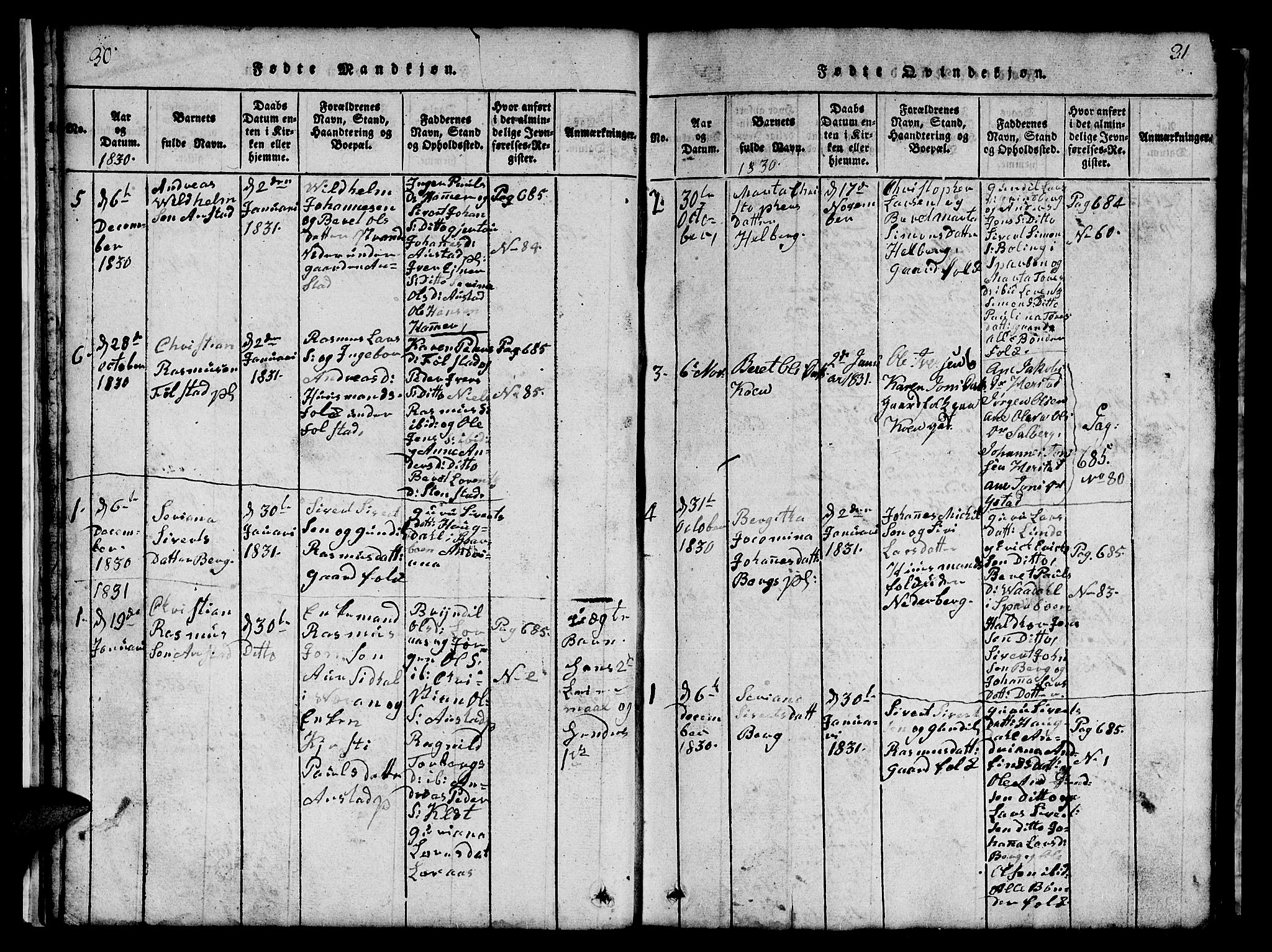 Ministerialprotokoller, klokkerbøker og fødselsregistre - Nord-Trøndelag, SAT/A-1458/731/L0310: Parish register (copy) no. 731C01, 1816-1874, p. 30-31