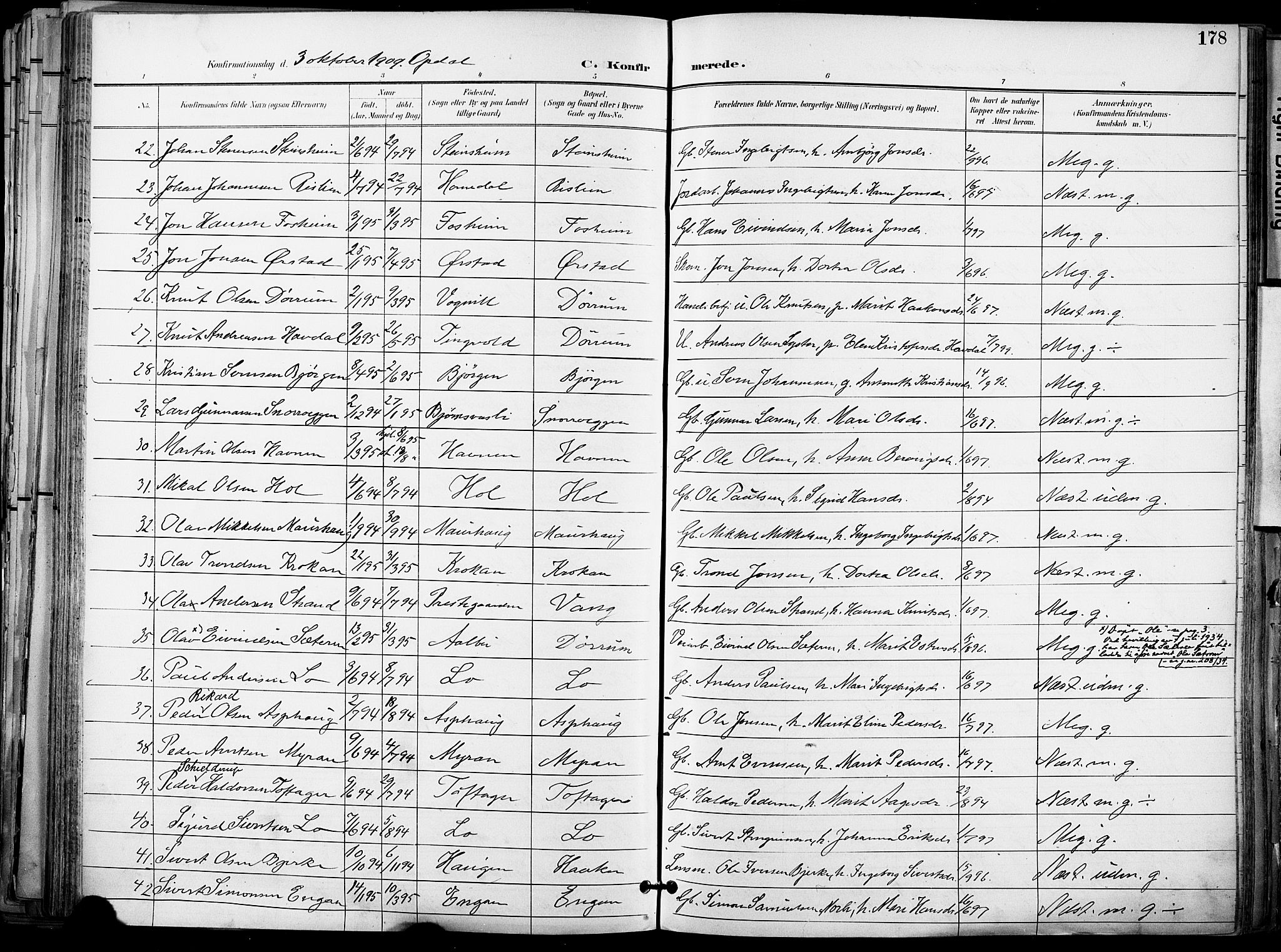 Ministerialprotokoller, klokkerbøker og fødselsregistre - Sør-Trøndelag, AV/SAT-A-1456/678/L0902: Parish register (official) no. 678A11, 1895-1911, p. 178