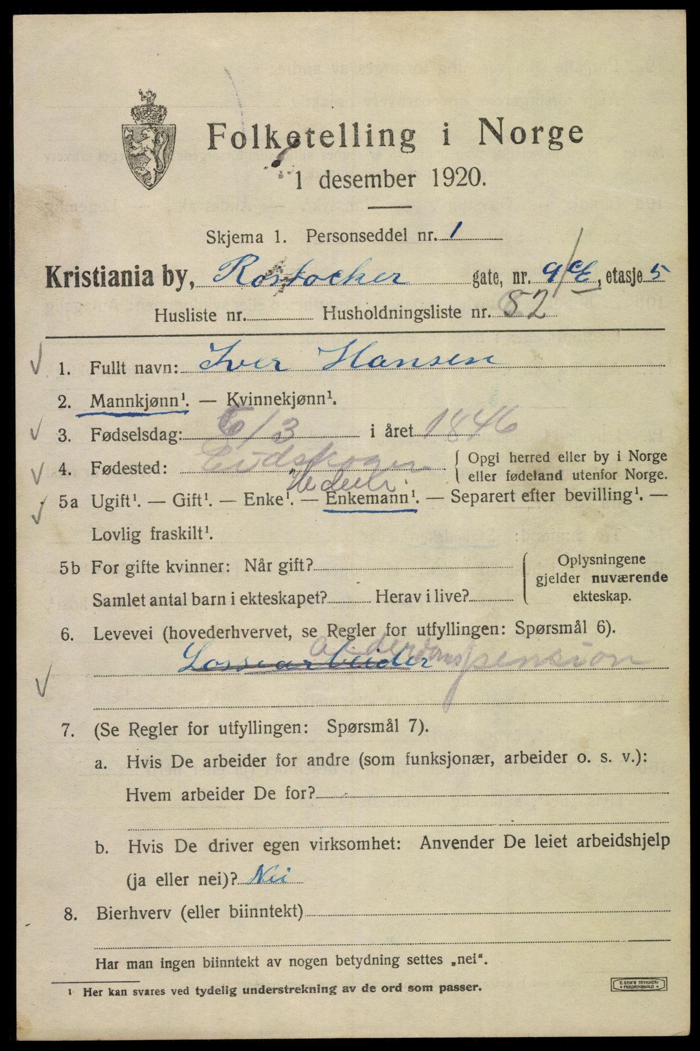 SAO, 1920 census for Kristiania, 1920, p. 469867