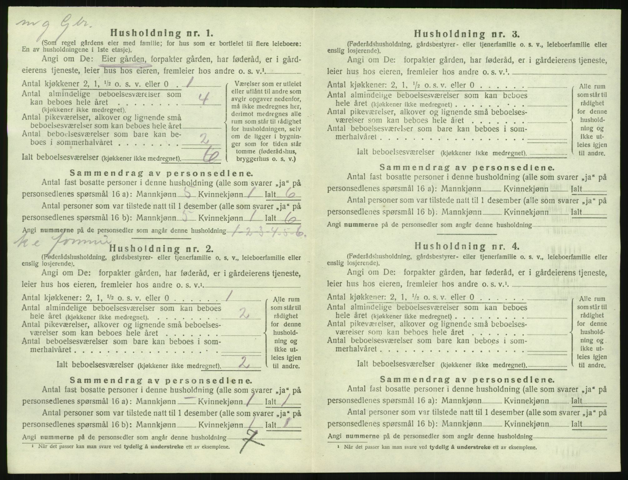 SAK, 1920 census for Fjære, 1920, p. 294