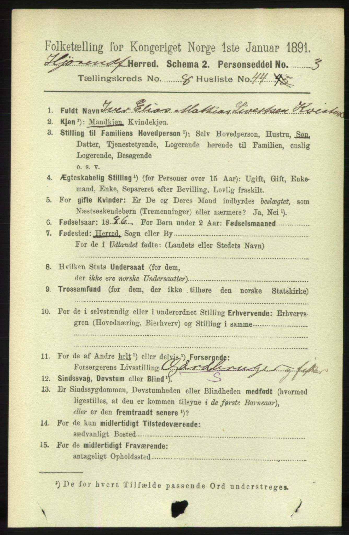 RA, 1891 census for 1522 Hjørundfjord, 1891, p. 2155