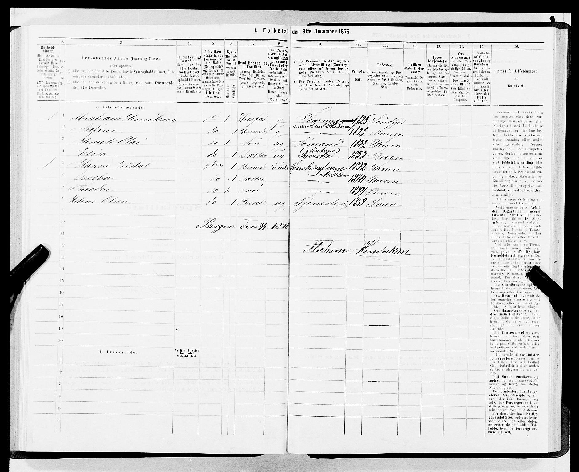 SAB, 1875 census for 1301 Bergen, 1875, p. 2129