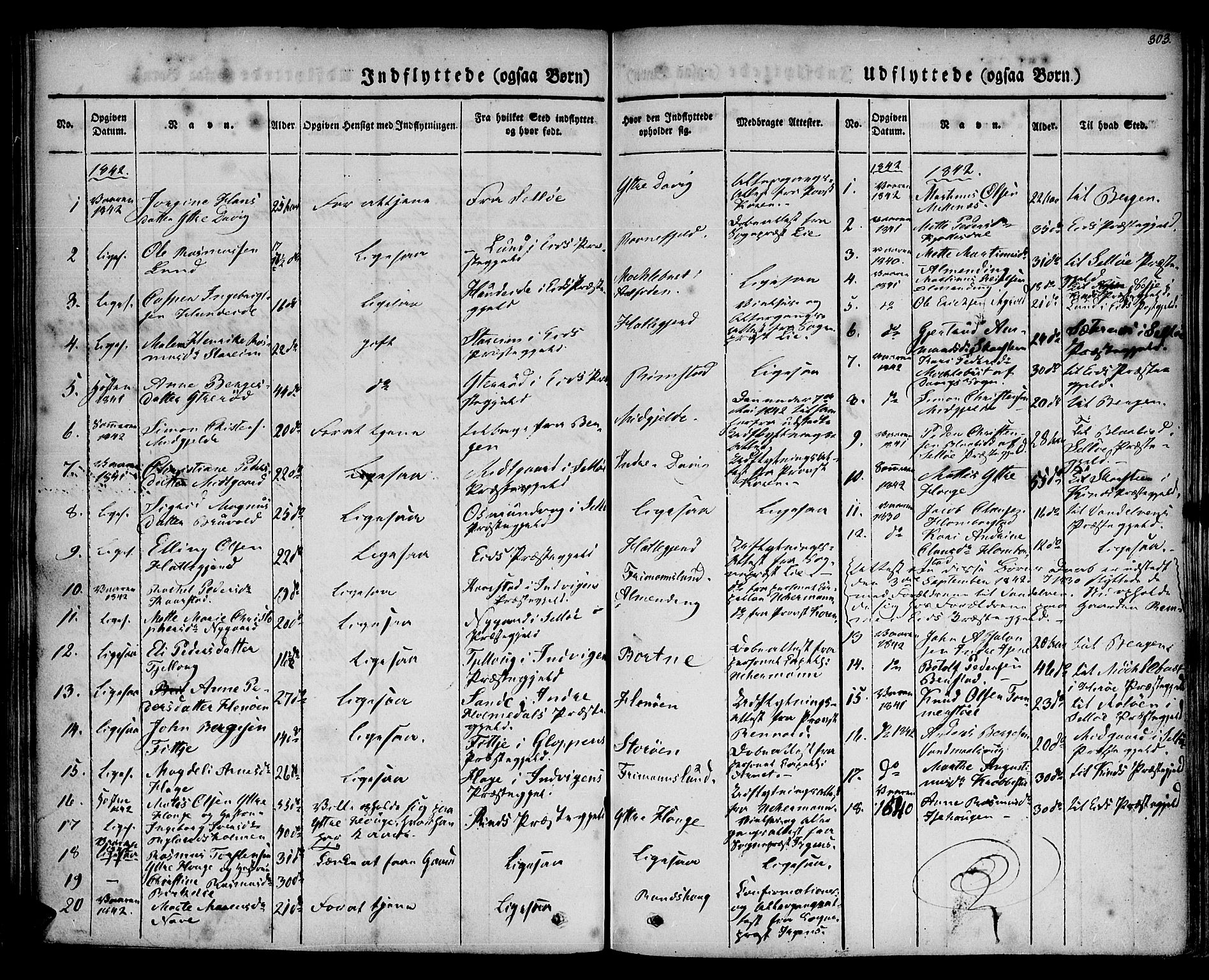 Davik sokneprestembete, SAB/A-79701/H/Haa/Haaa/L0004: Parish register (official) no. A 4, 1830-1849, p. 303