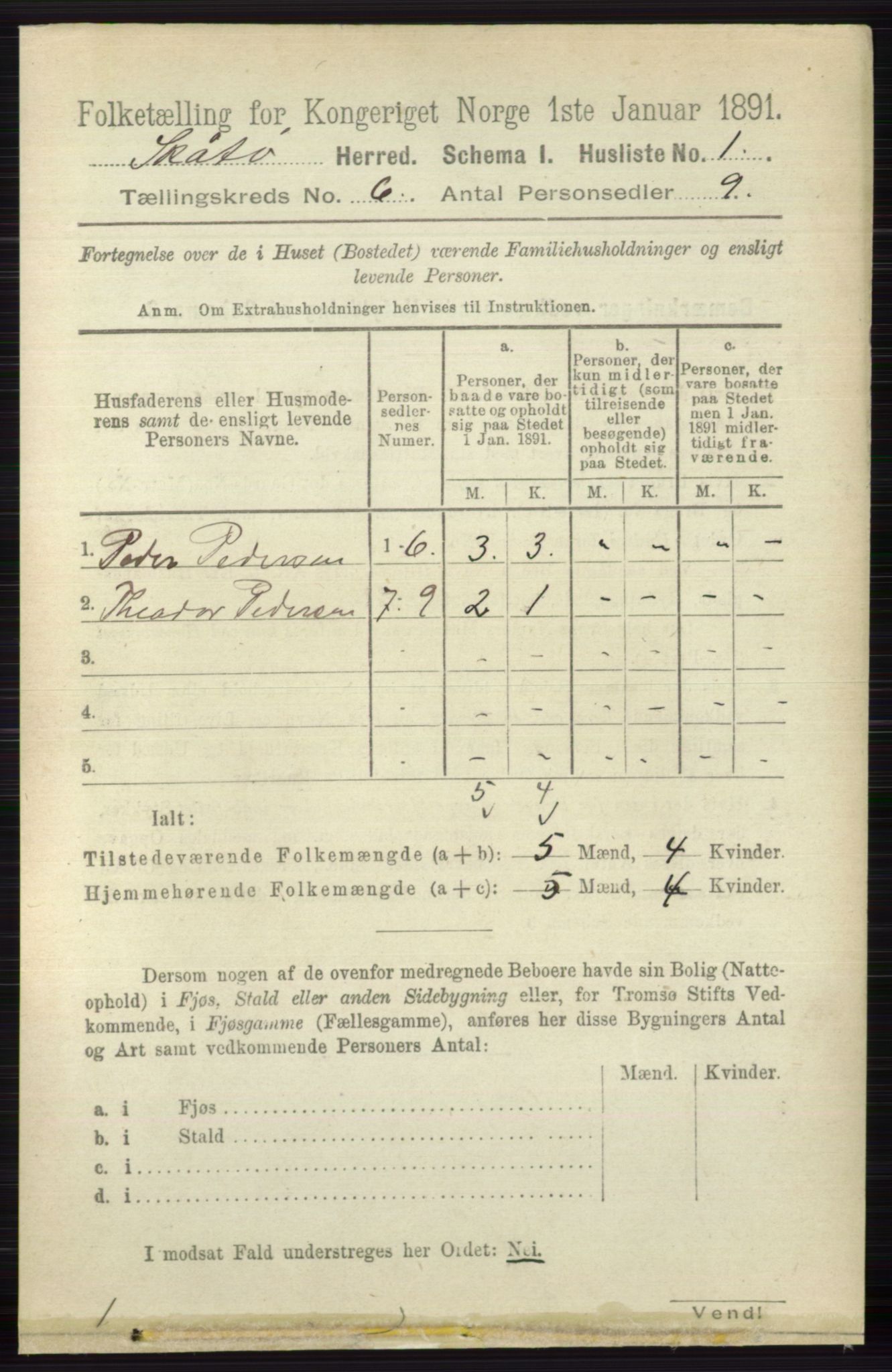 RA, 1891 census for 0815 Skåtøy, 1891, p. 2880