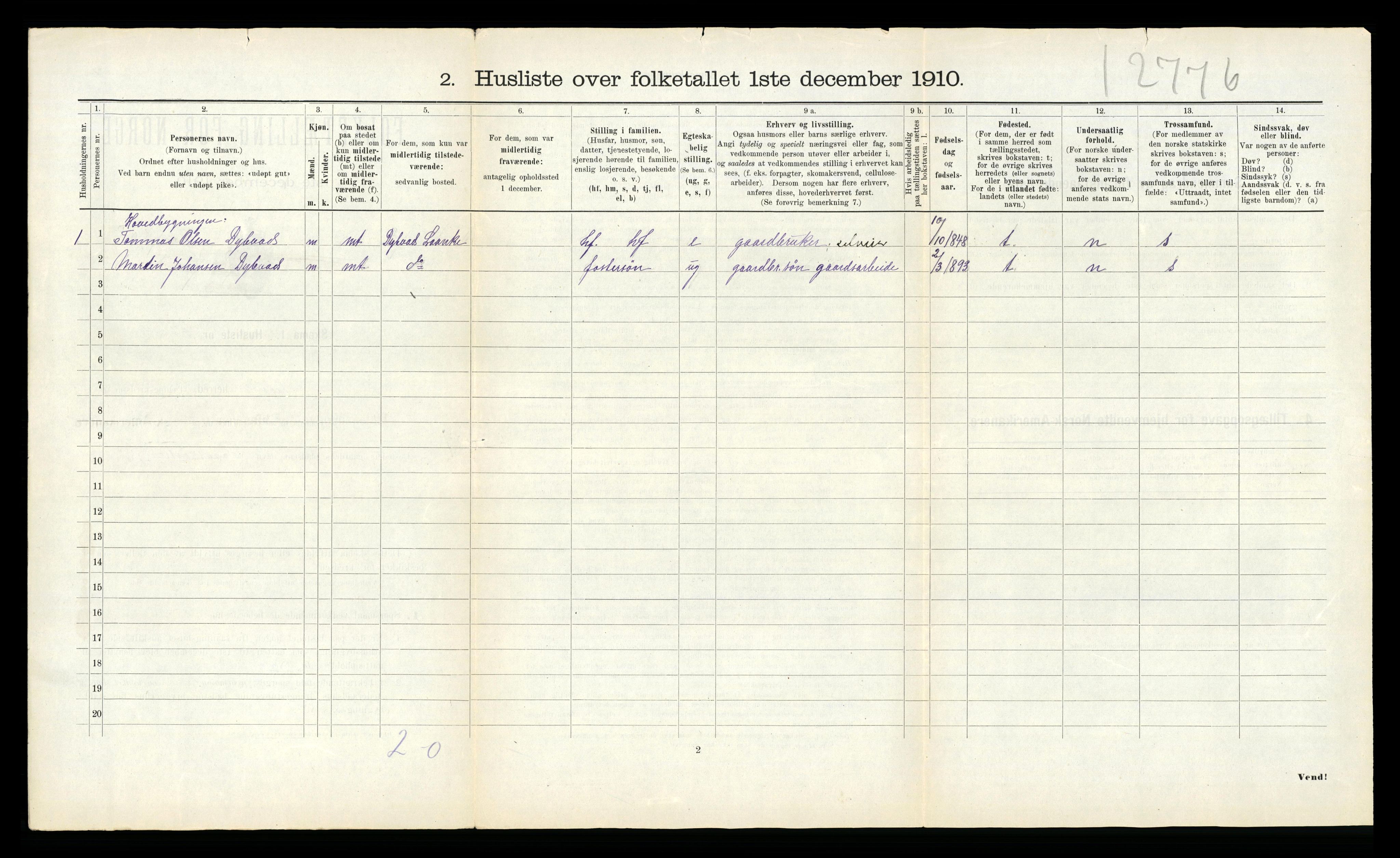 RA, 1910 census for Lånke, 1910, p. 543