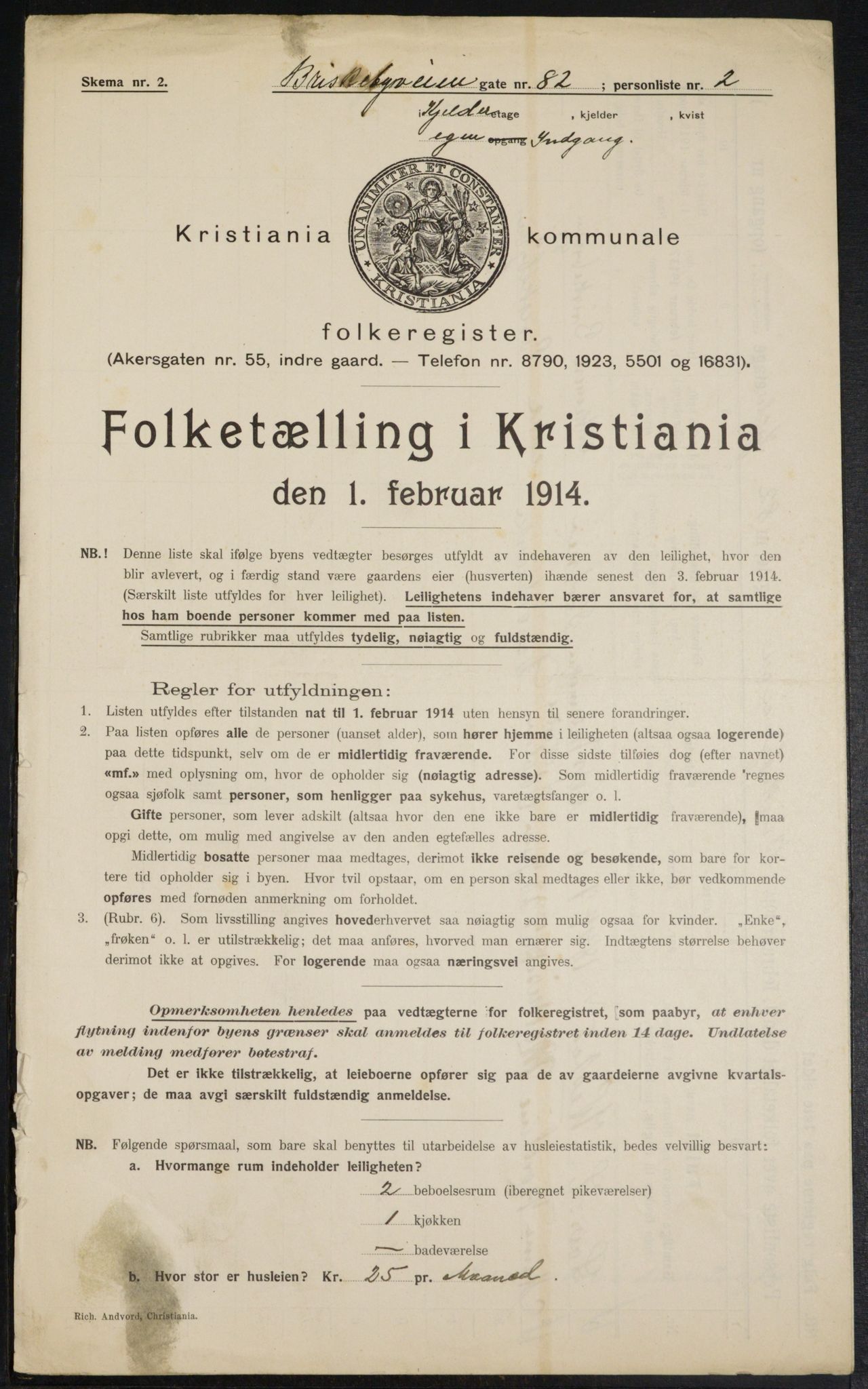 OBA, Municipal Census 1914 for Kristiania, 1914, p. 9630