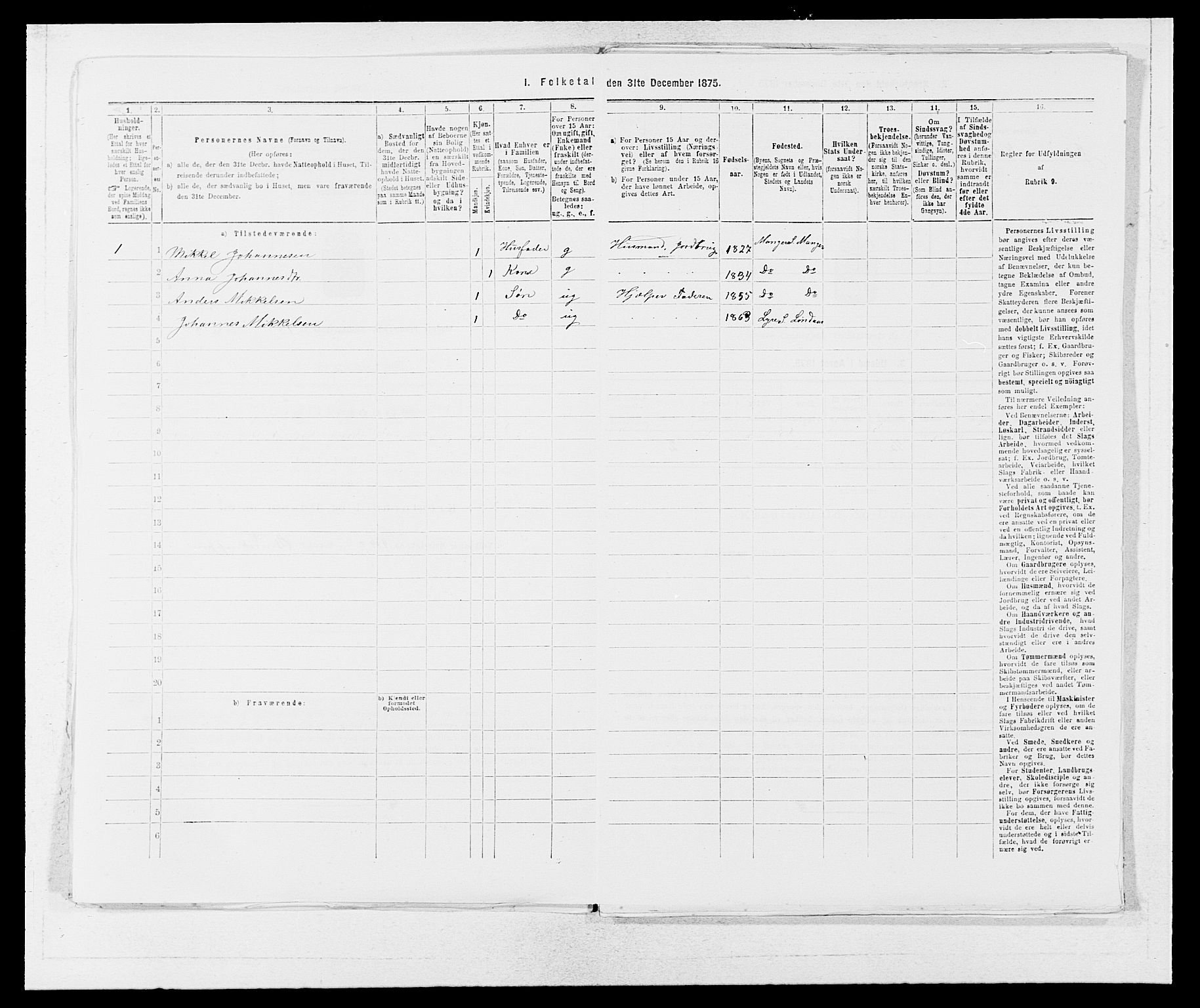 SAB, 1875 census for 1263P Lindås, 1875, p. 1280