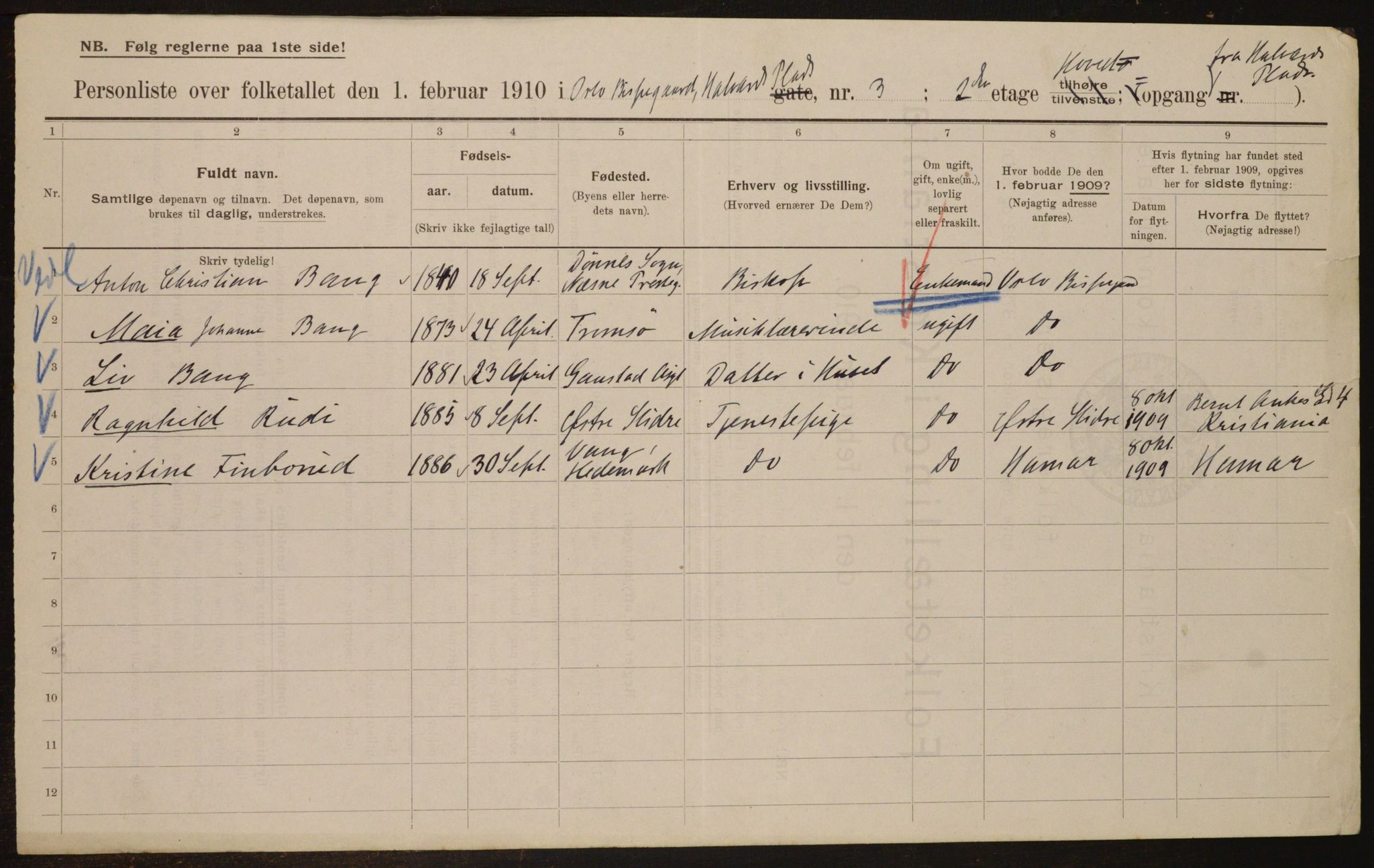 OBA, Municipal Census 1910 for Kristiania, 1910, p. 84072