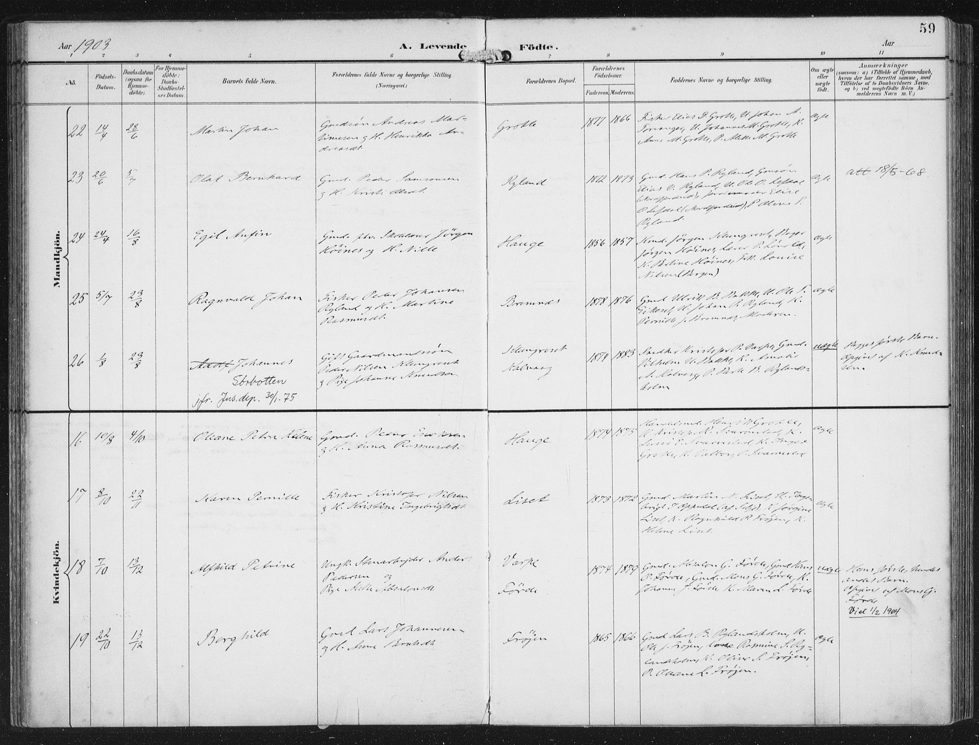 Bremanger sokneprestembete, AV/SAB-A-82201/H/Haa/Haab/L0002: Parish register (official) no. B  2, 1896-1908, p. 59