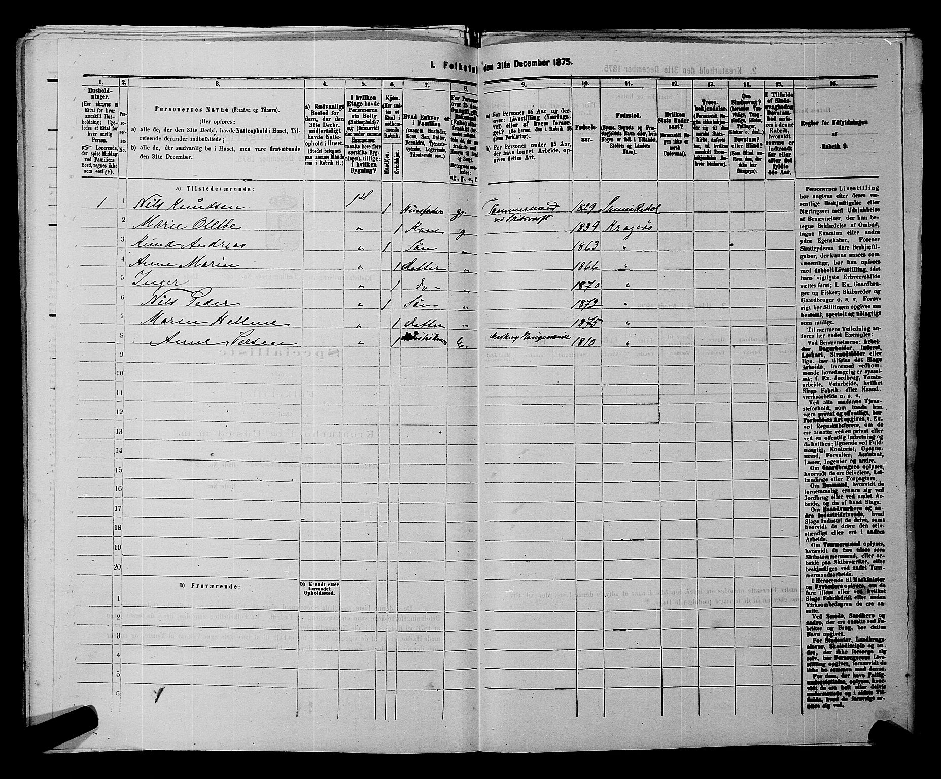 SAKO, 1875 census for 0801P Kragerø, 1875, p. 1390