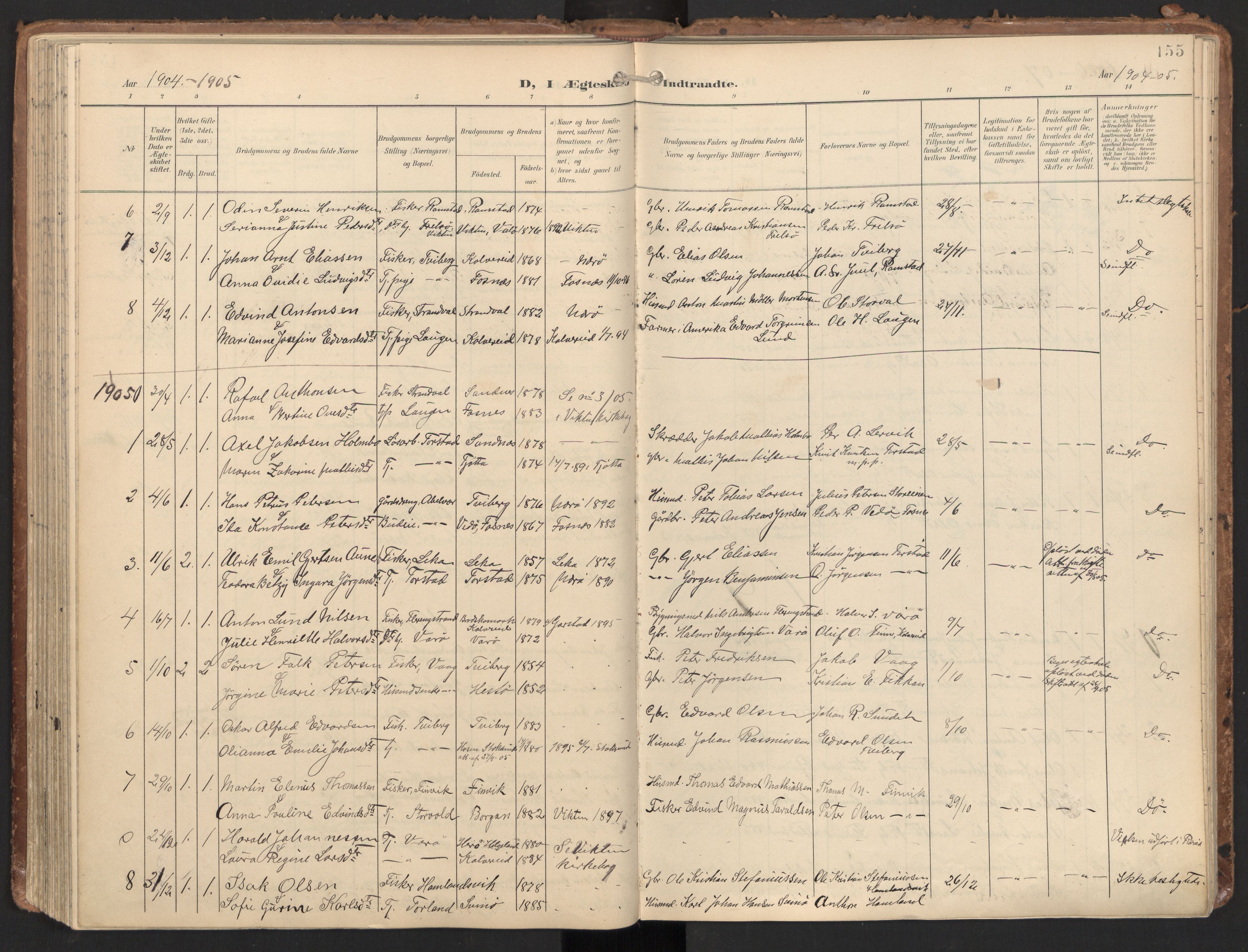 Ministerialprotokoller, klokkerbøker og fødselsregistre - Nord-Trøndelag, SAT/A-1458/784/L0677: Parish register (official) no. 784A12, 1900-1920, p. 155