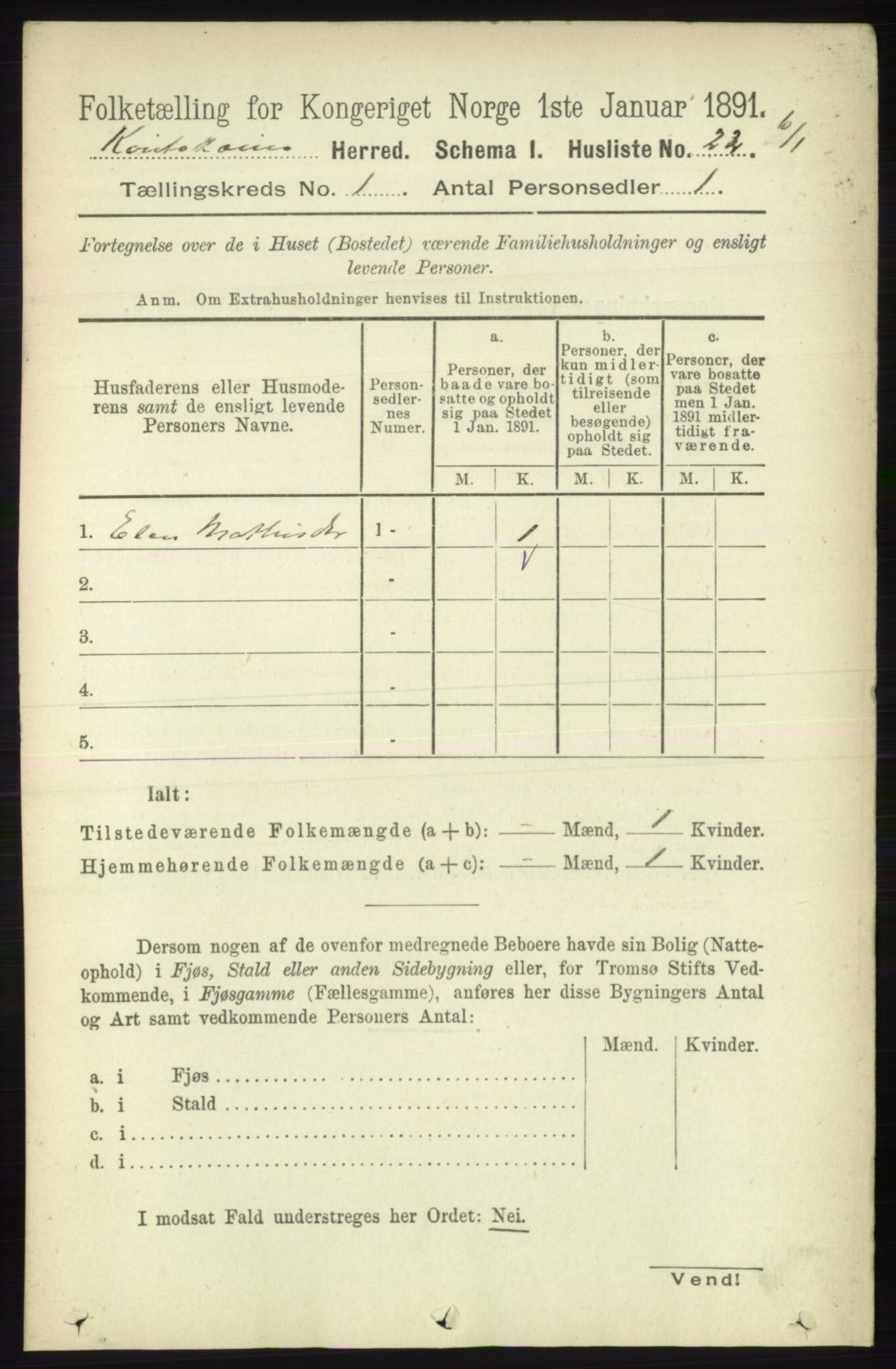 RA, 1891 census for 2011 Kautokeino, 1891, p. 35