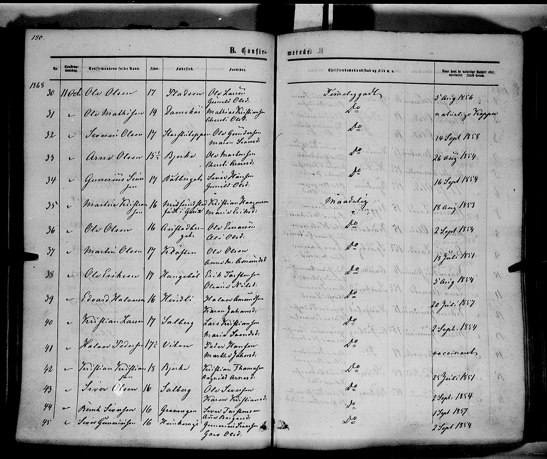 Hof prestekontor, AV/SAH-PREST-038/H/Ha/Haa/L0009: Parish register (official) no. 9, 1862-1877, p. 150