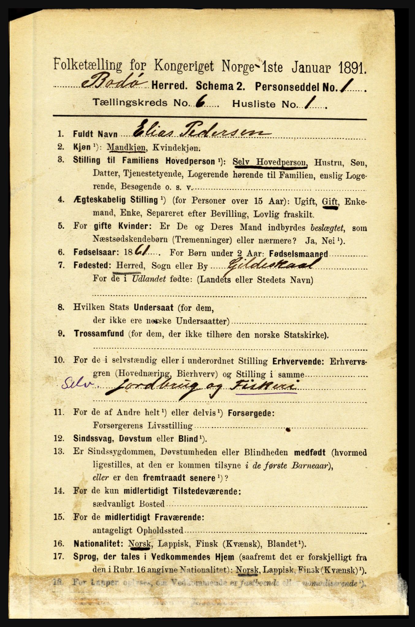 RA, 1891 census for 1843 Bodø, 1891, p. 3931