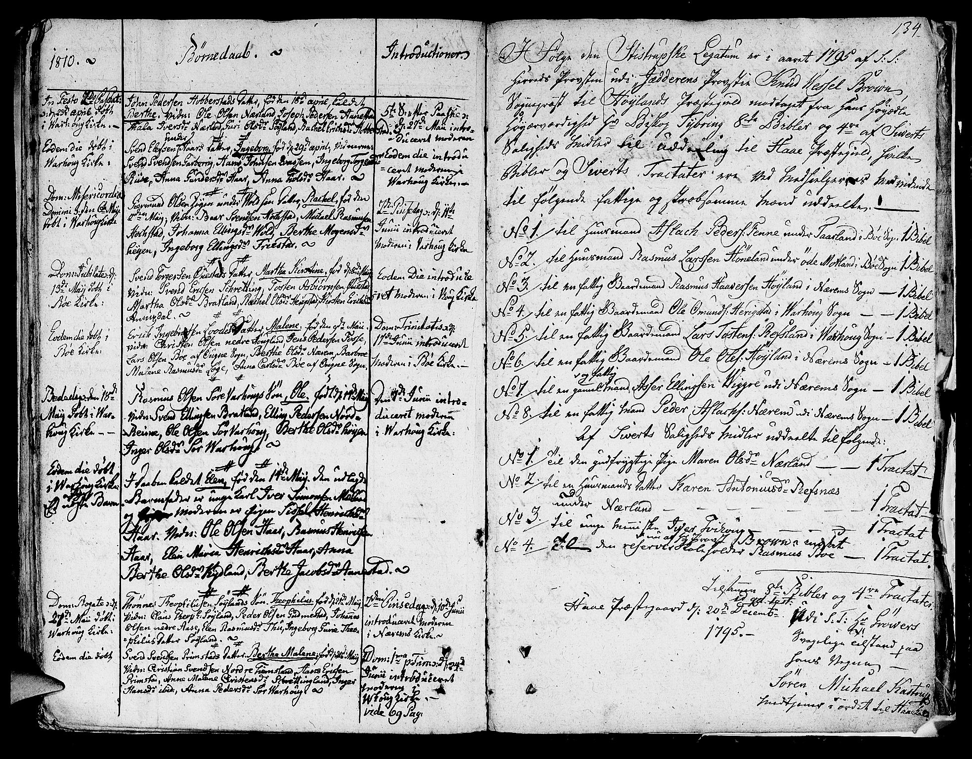 Hå sokneprestkontor, SAST/A-101801/001/30BA/L0001: Parish register (official) no. A 1, 1787-1812, p. 134