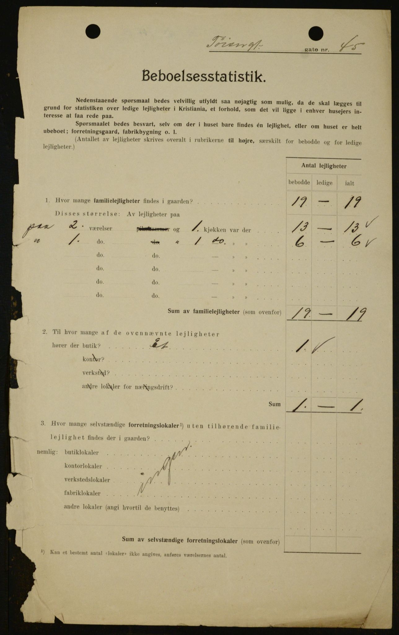 OBA, Municipal Census 1909 for Kristiania, 1909, p. 107594